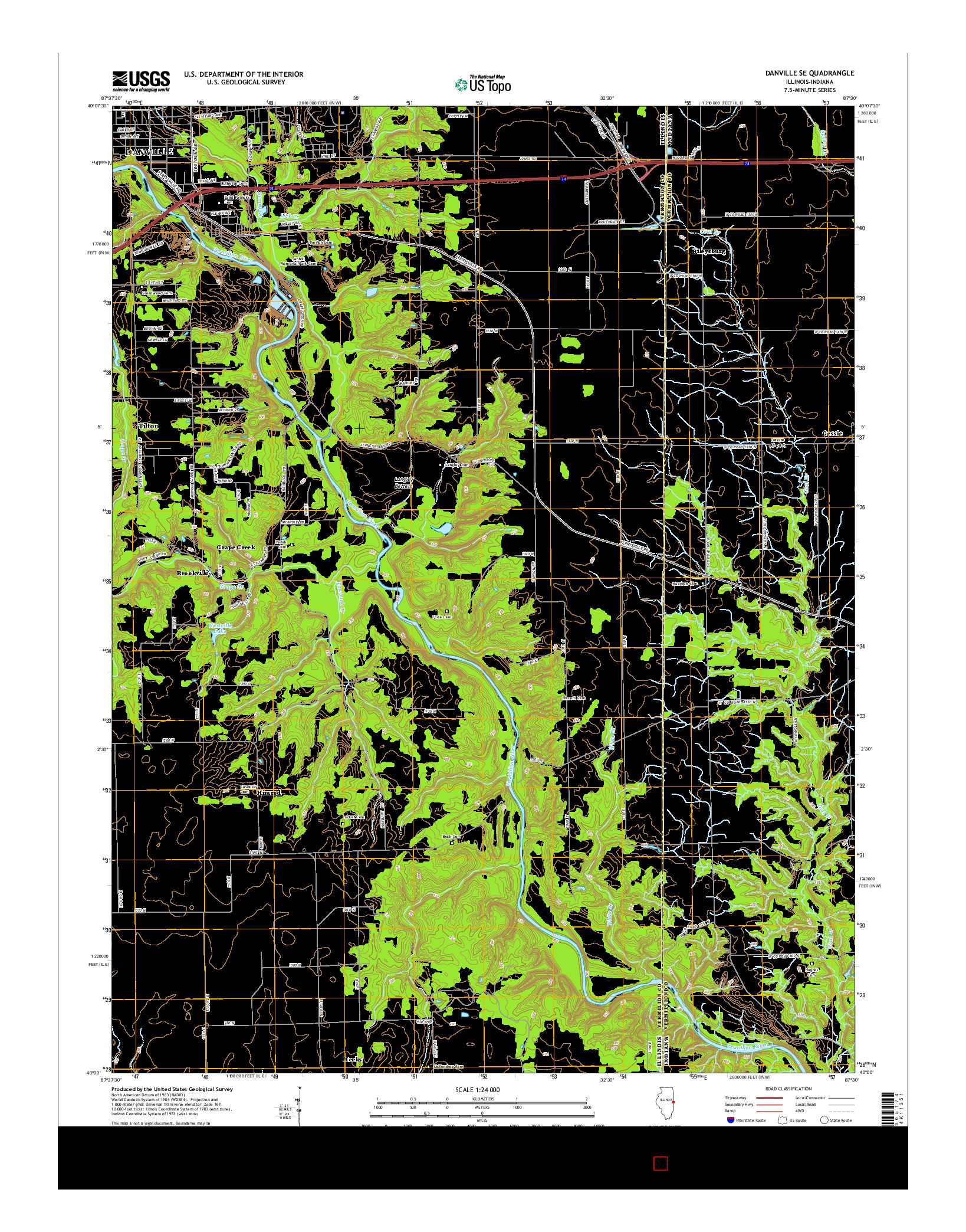 USGS US TOPO 7.5-MINUTE MAP FOR DANVILLE SE, IL-IN 2015