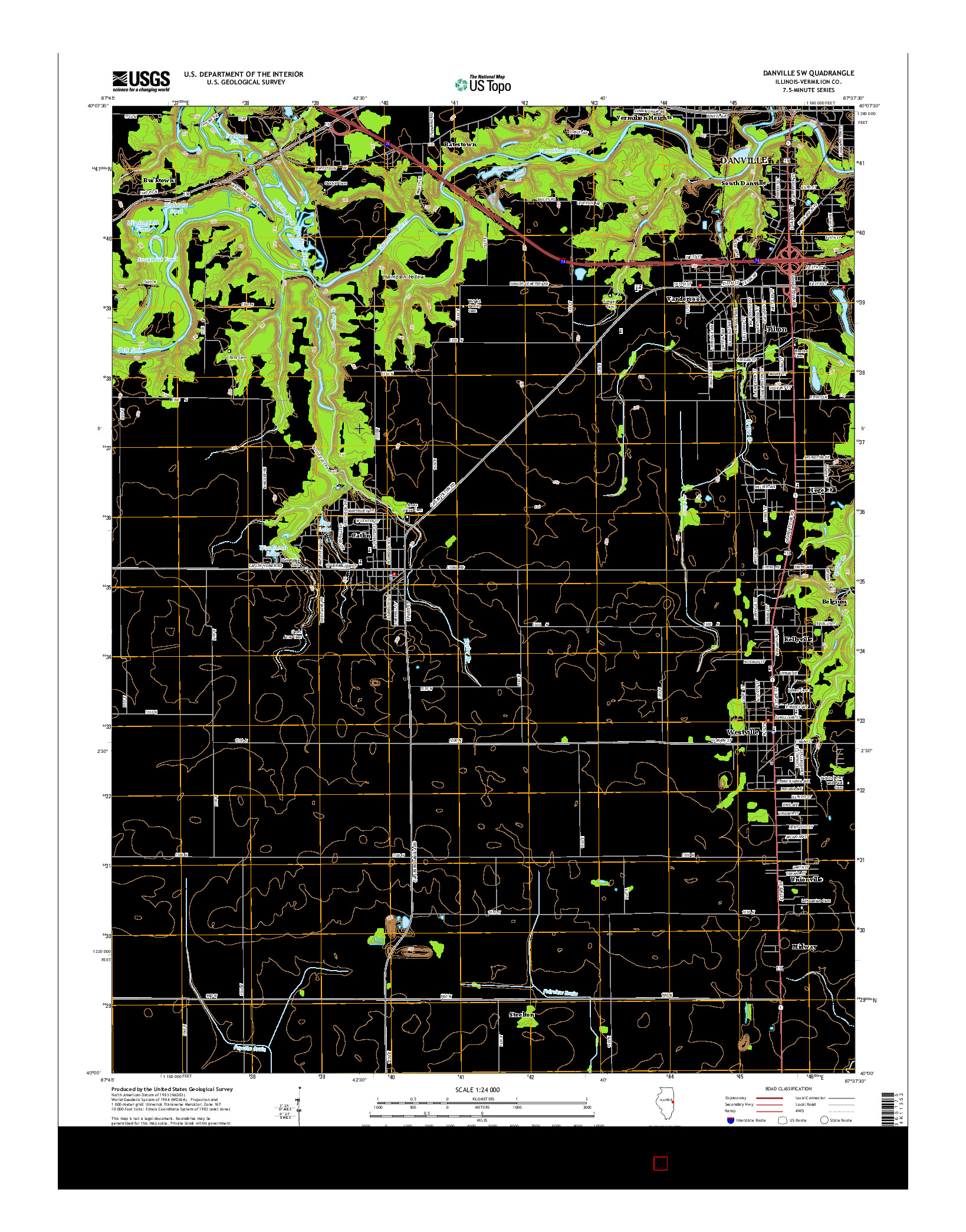 USGS US TOPO 7.5-MINUTE MAP FOR DANVILLE SW, IL 2015