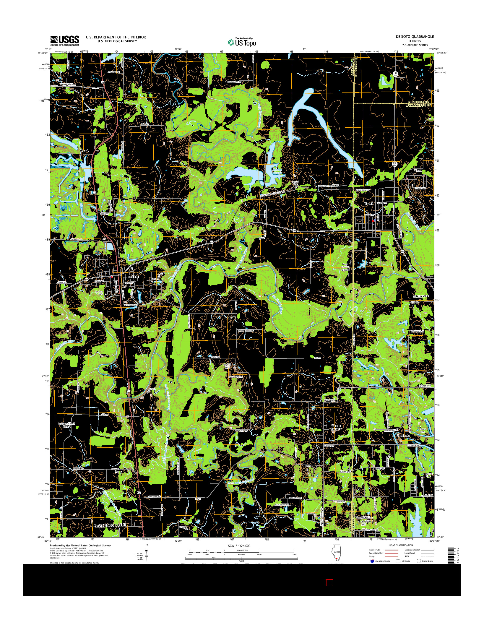 USGS US TOPO 7.5-MINUTE MAP FOR DE SOTO, IL 2015