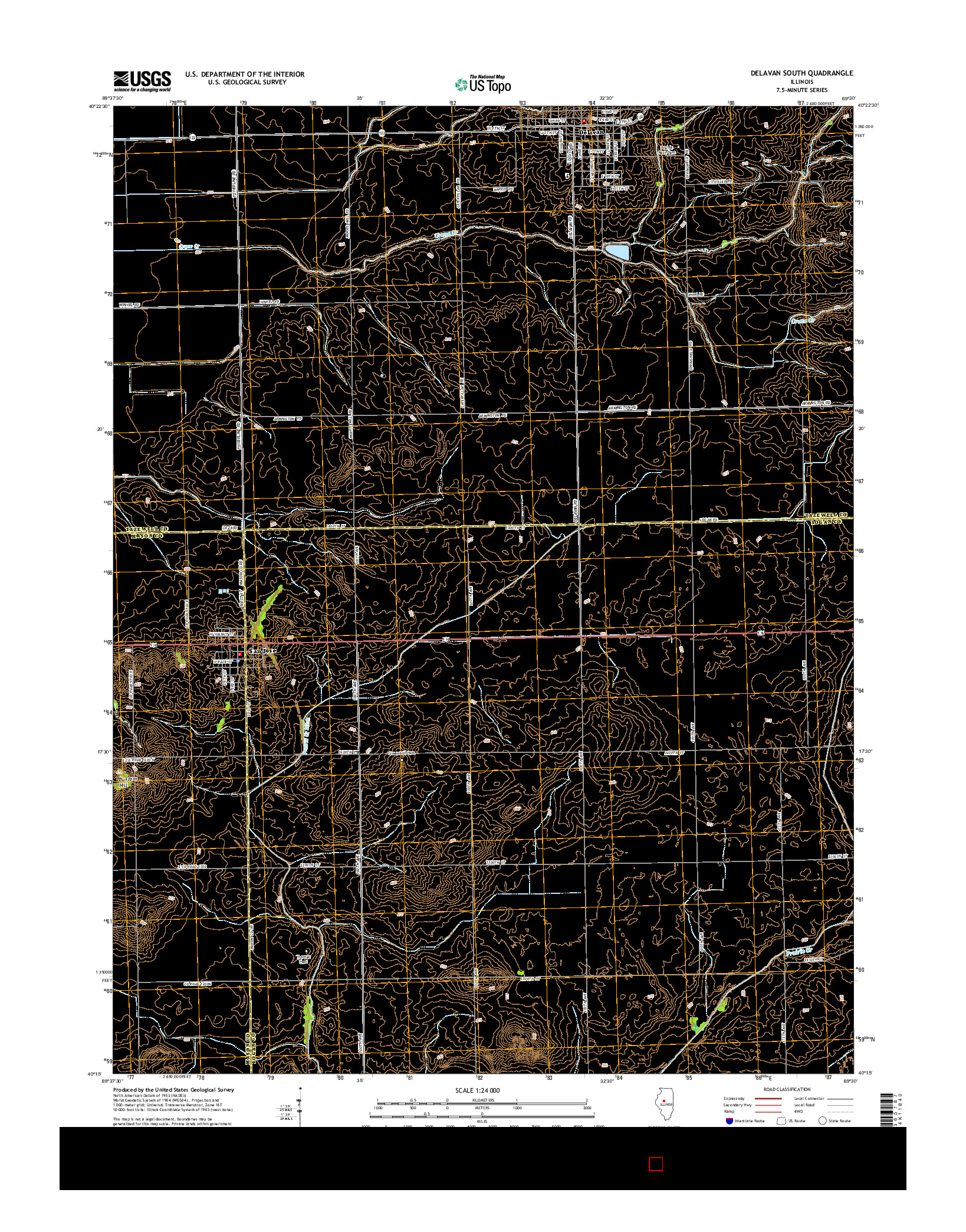 USGS US TOPO 7.5-MINUTE MAP FOR DELAVAN SOUTH, IL 2015