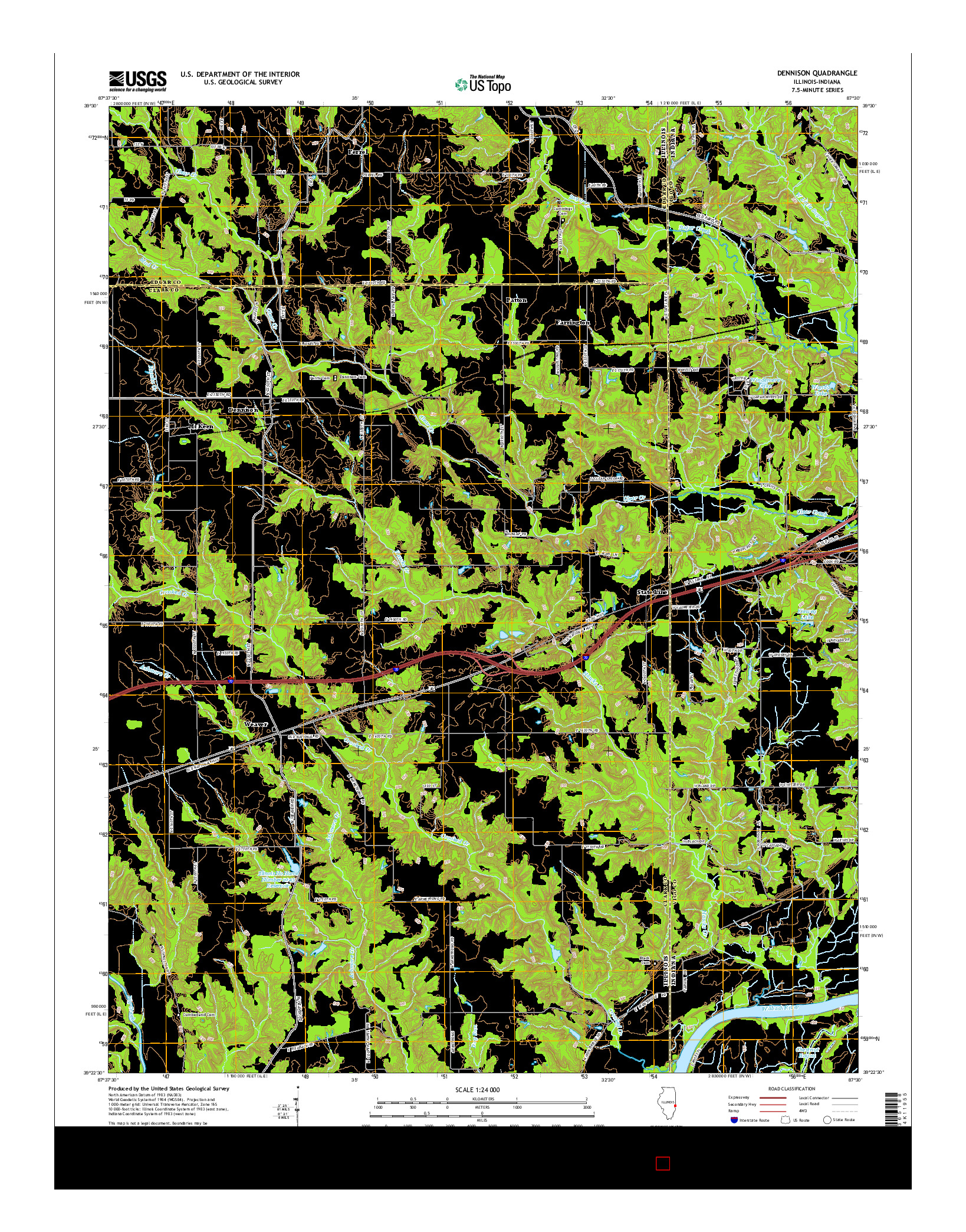 USGS US TOPO 7.5-MINUTE MAP FOR DENNISON, IL-IN 2015