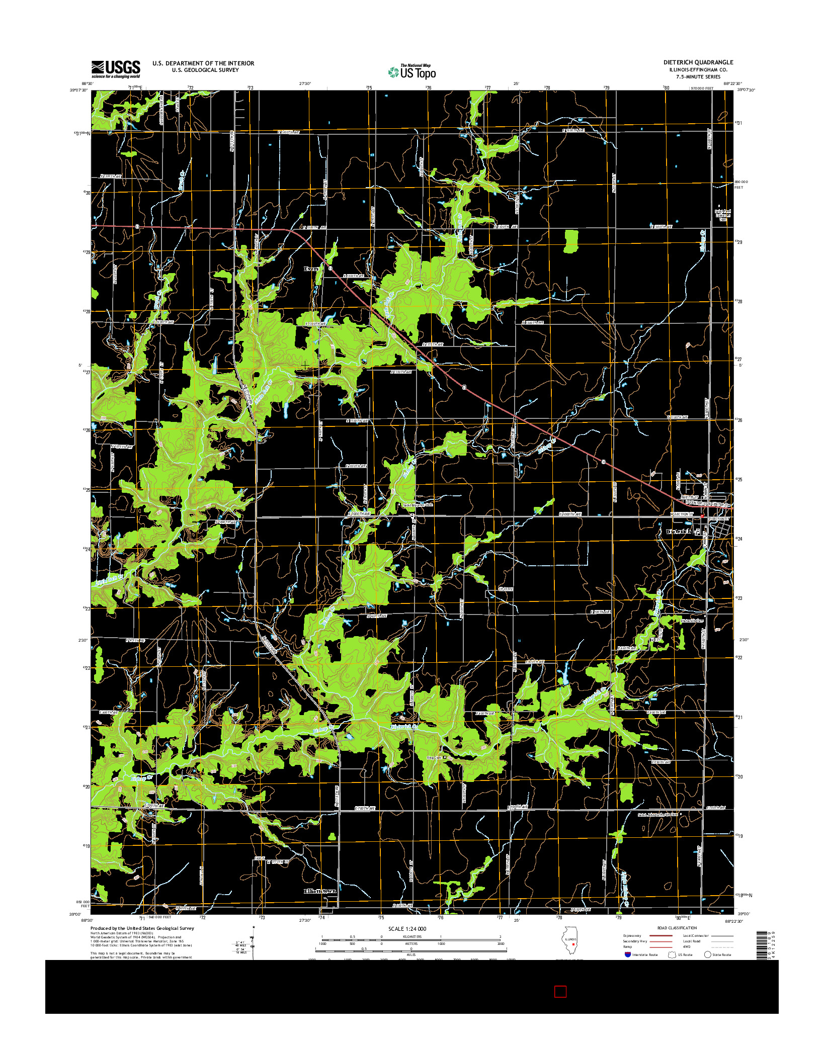 USGS US TOPO 7.5-MINUTE MAP FOR DIETERICH, IL 2015