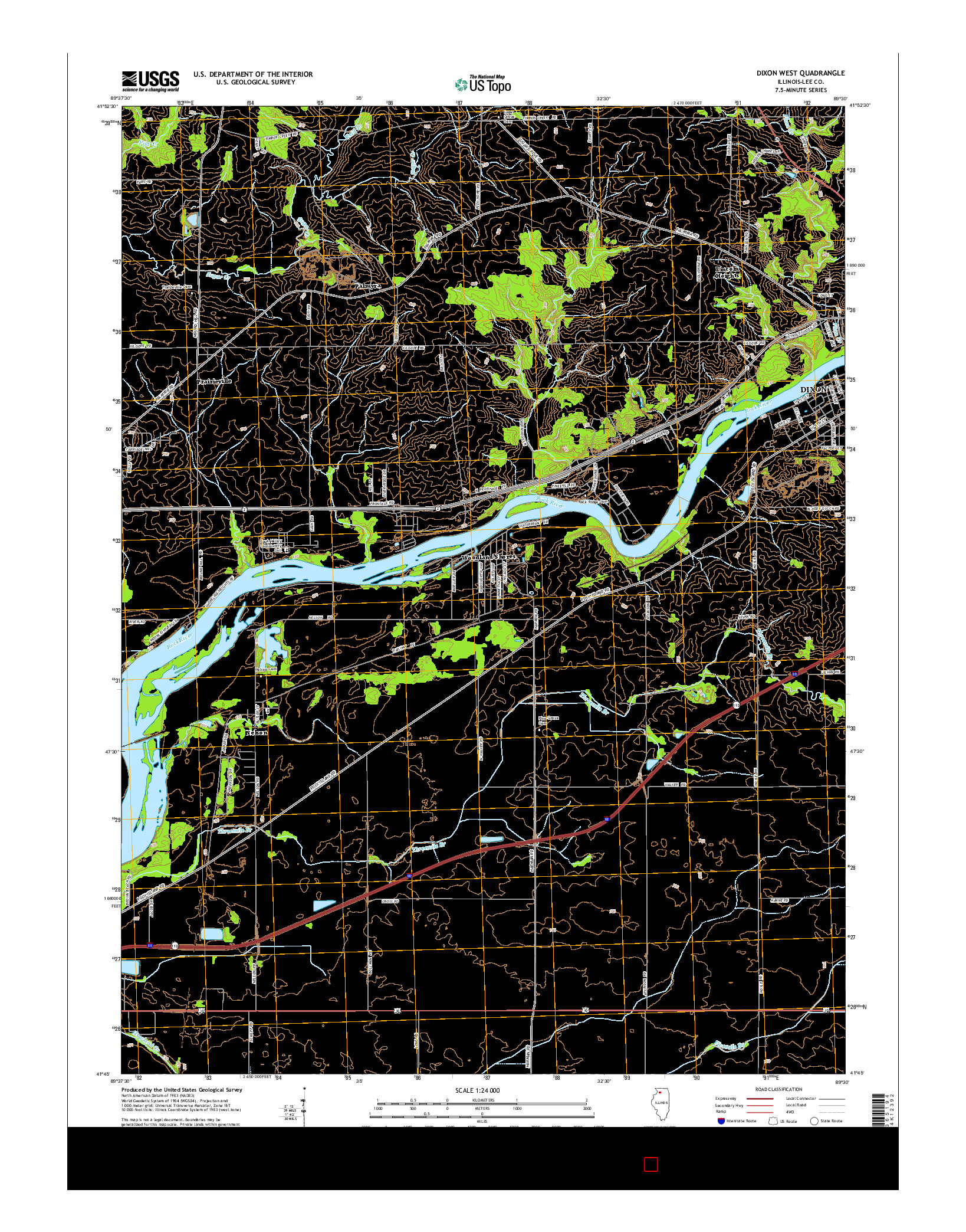 USGS US TOPO 7.5-MINUTE MAP FOR DIXON WEST, IL 2015