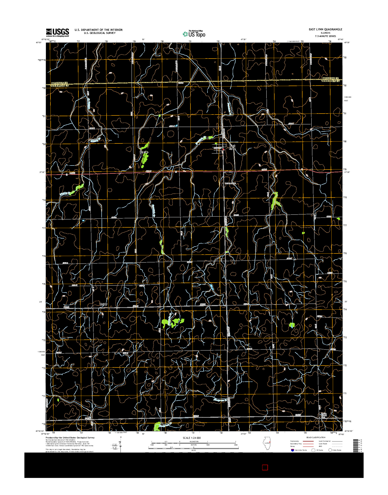 USGS US TOPO 7.5-MINUTE MAP FOR EAST LYNN, IL 2015