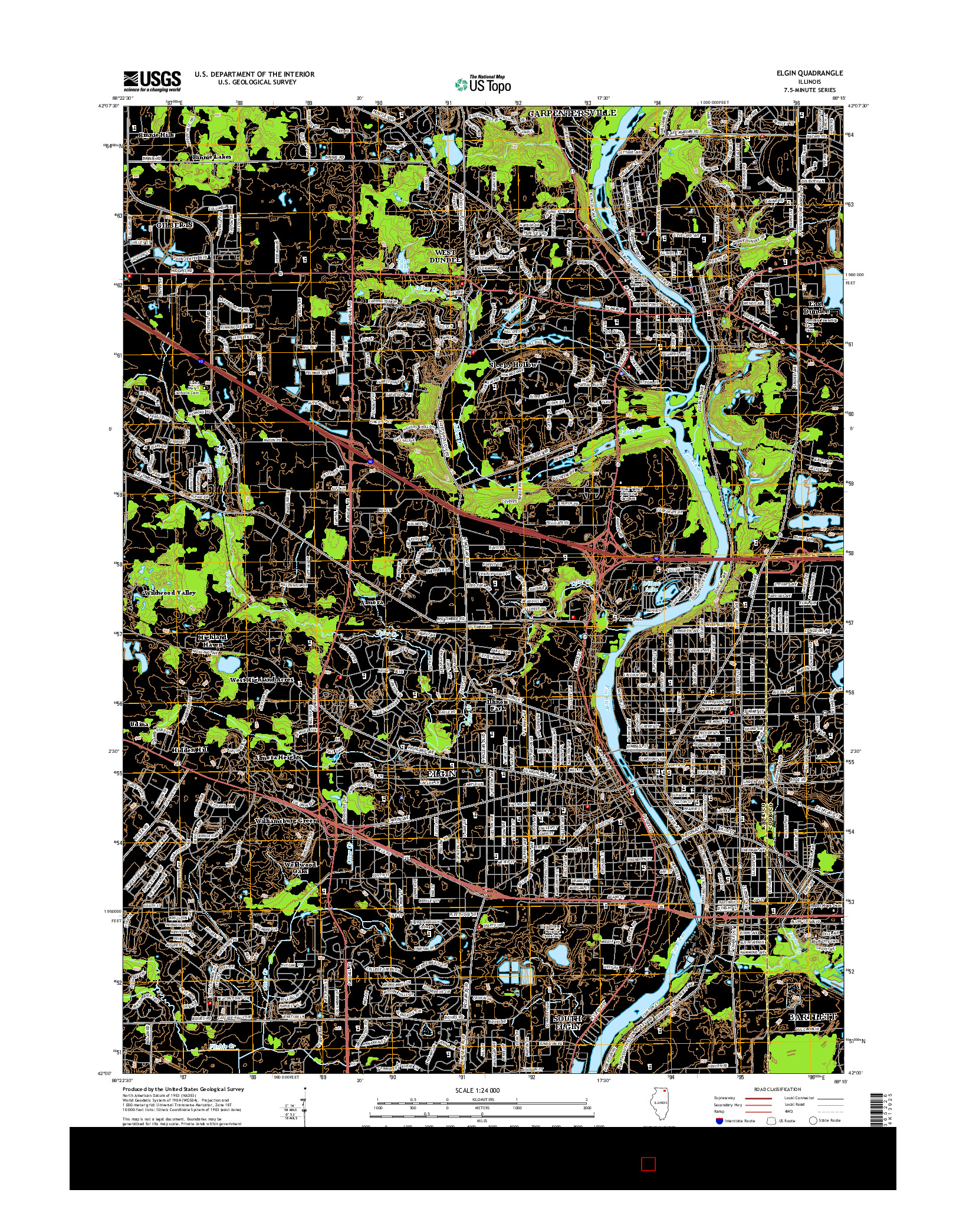 USGS US TOPO 7.5-MINUTE MAP FOR ELGIN, IL 2015