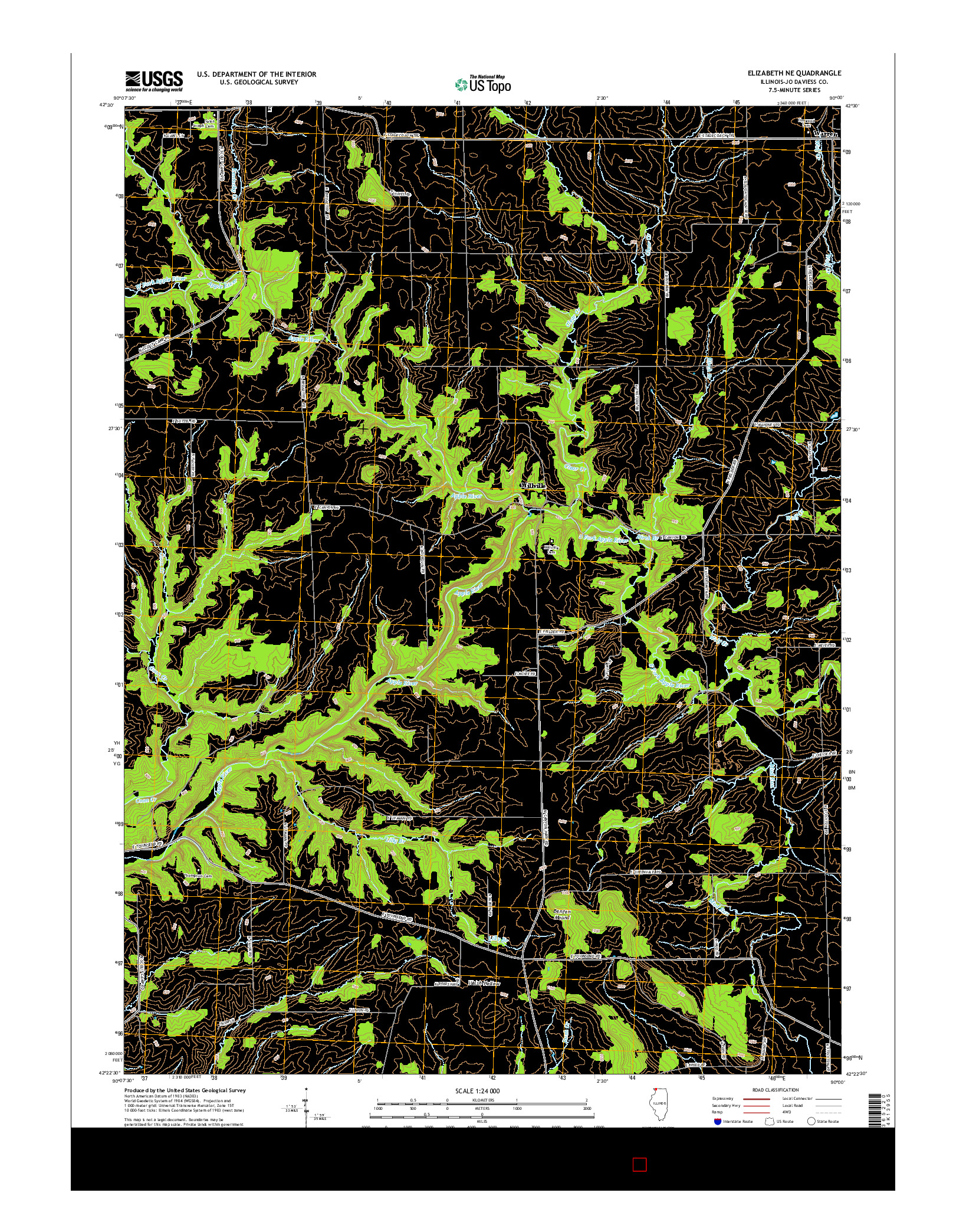 USGS US TOPO 7.5-MINUTE MAP FOR ELIZABETH NE, IL 2015