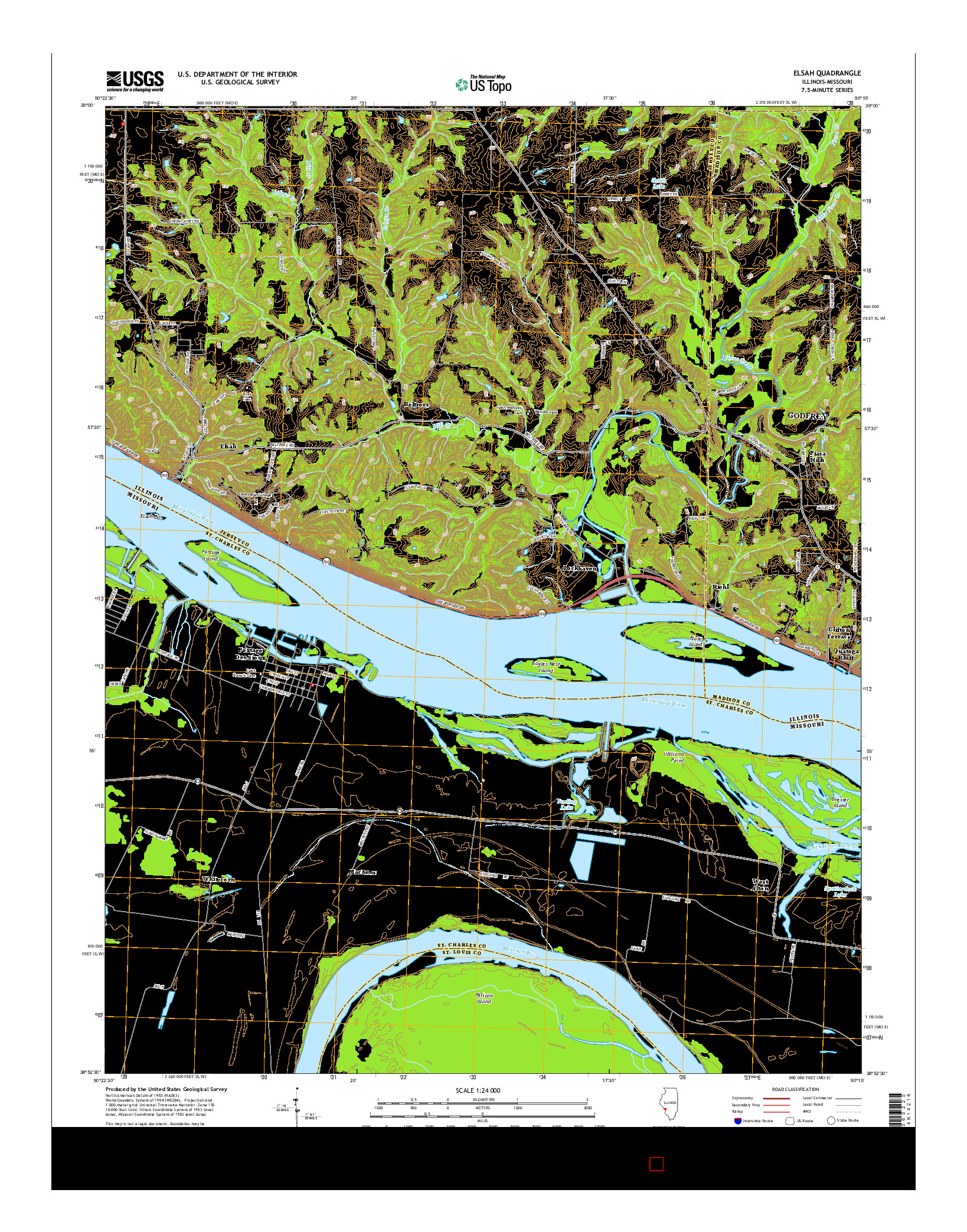 USGS US TOPO 7.5-MINUTE MAP FOR ELSAH, IL-MO 2015