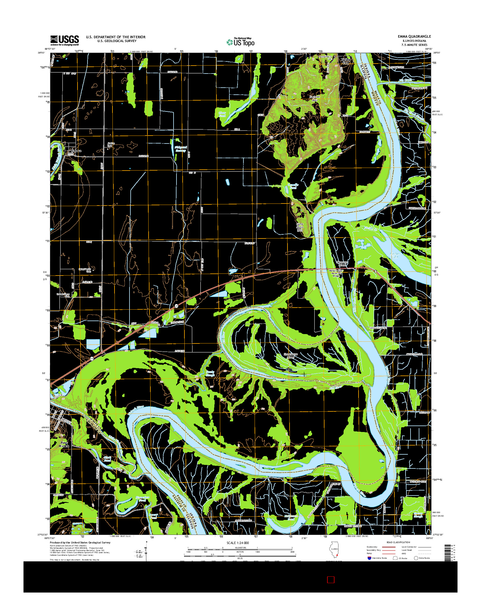 USGS US TOPO 7.5-MINUTE MAP FOR EMMA, IL-IN 2015