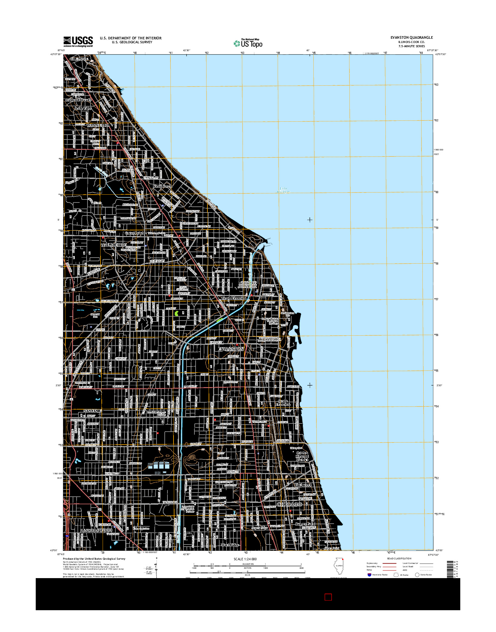 USGS US TOPO 7.5-MINUTE MAP FOR EVANSTON, IL 2015