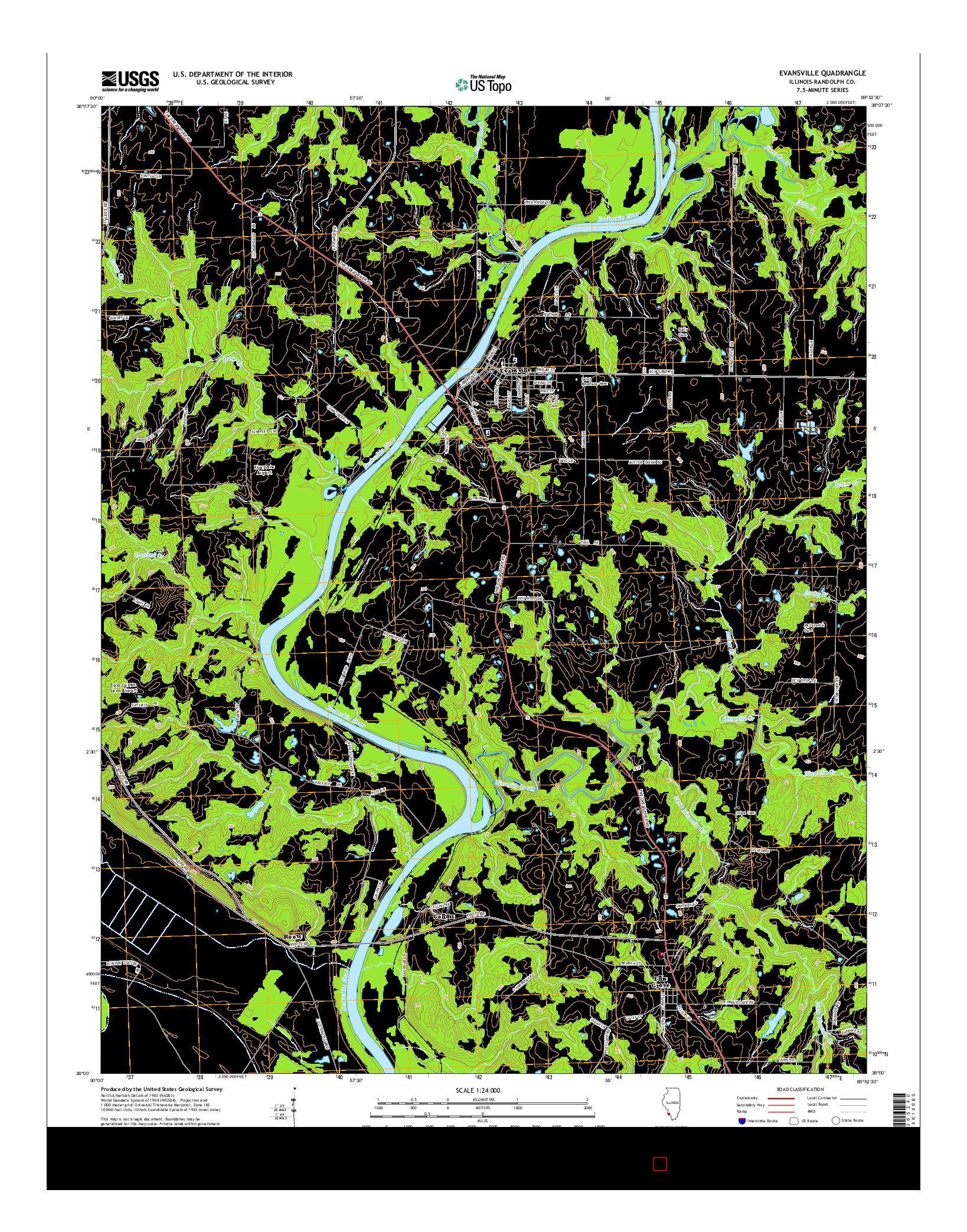 USGS US TOPO 7.5-MINUTE MAP FOR EVANSVILLE, IL 2015