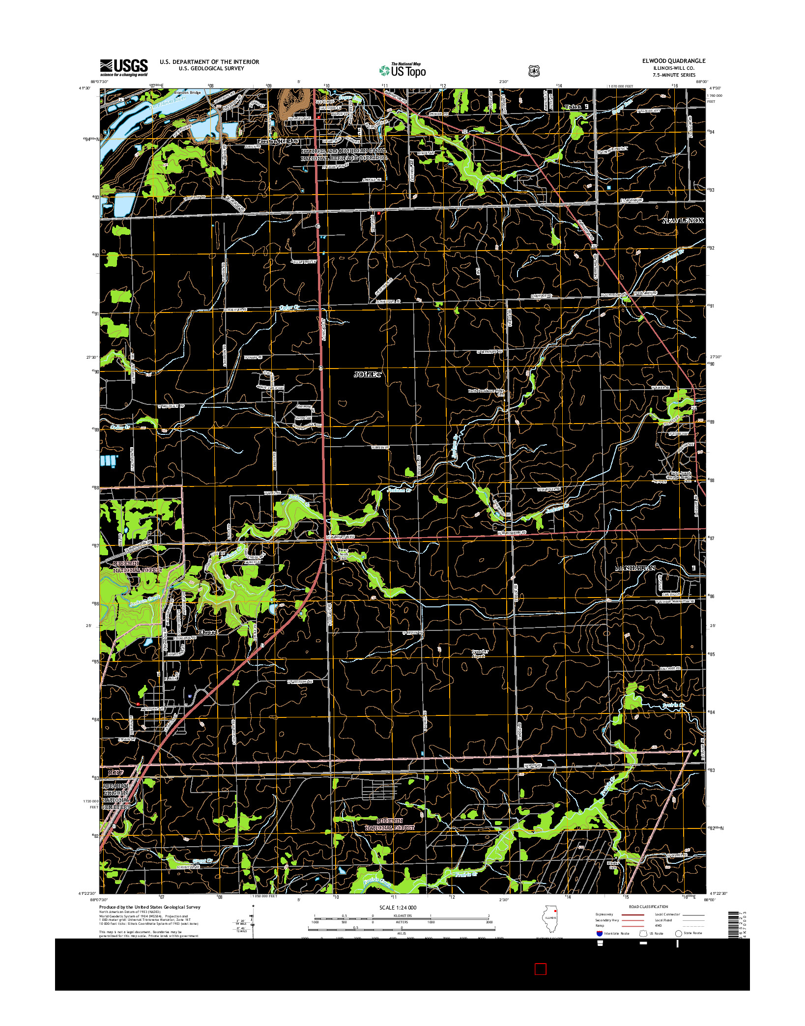 USGS US TOPO 7.5-MINUTE MAP FOR ELWOOD, IL 2015