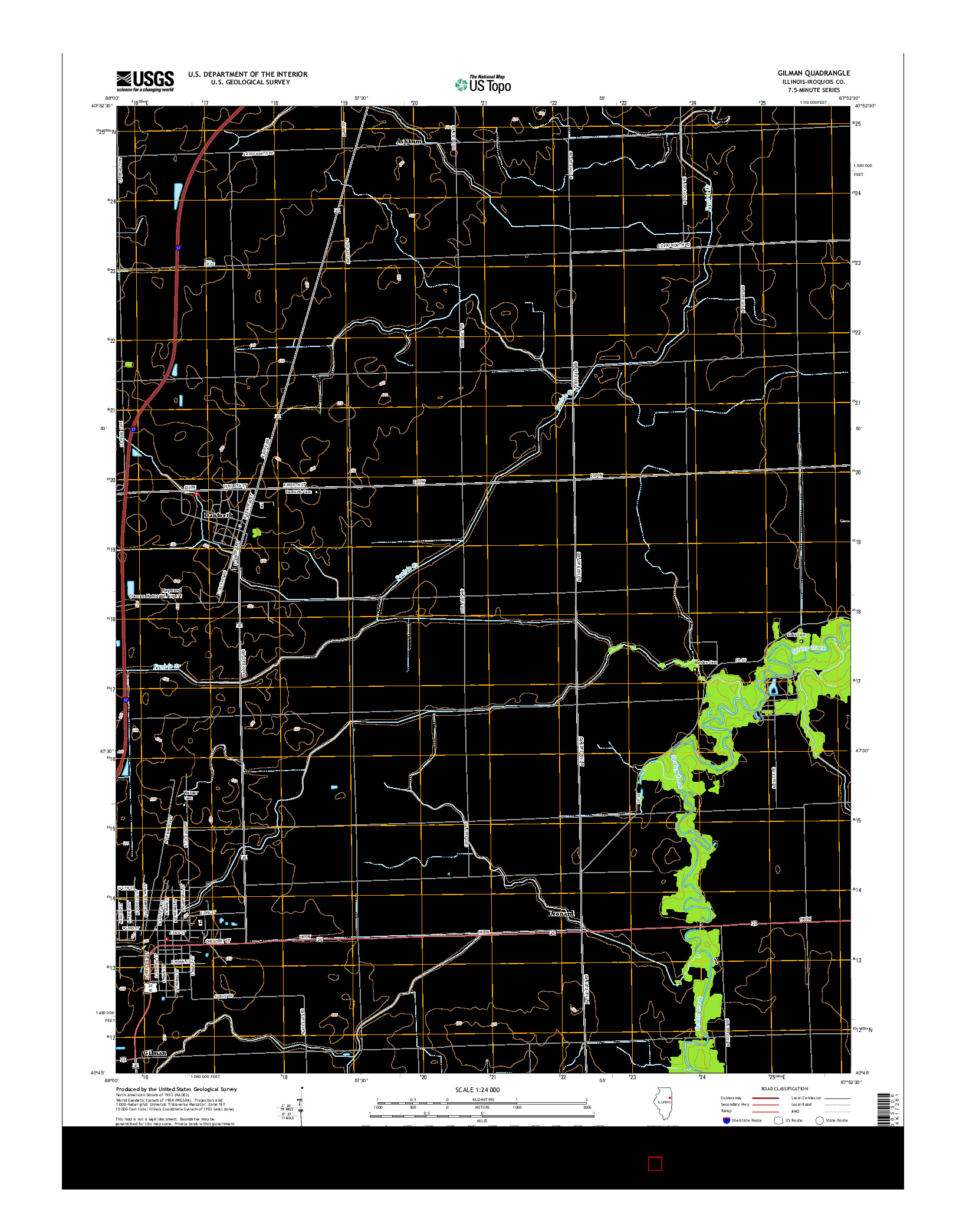 USGS US TOPO 7.5-MINUTE MAP FOR GILMAN, IL 2015