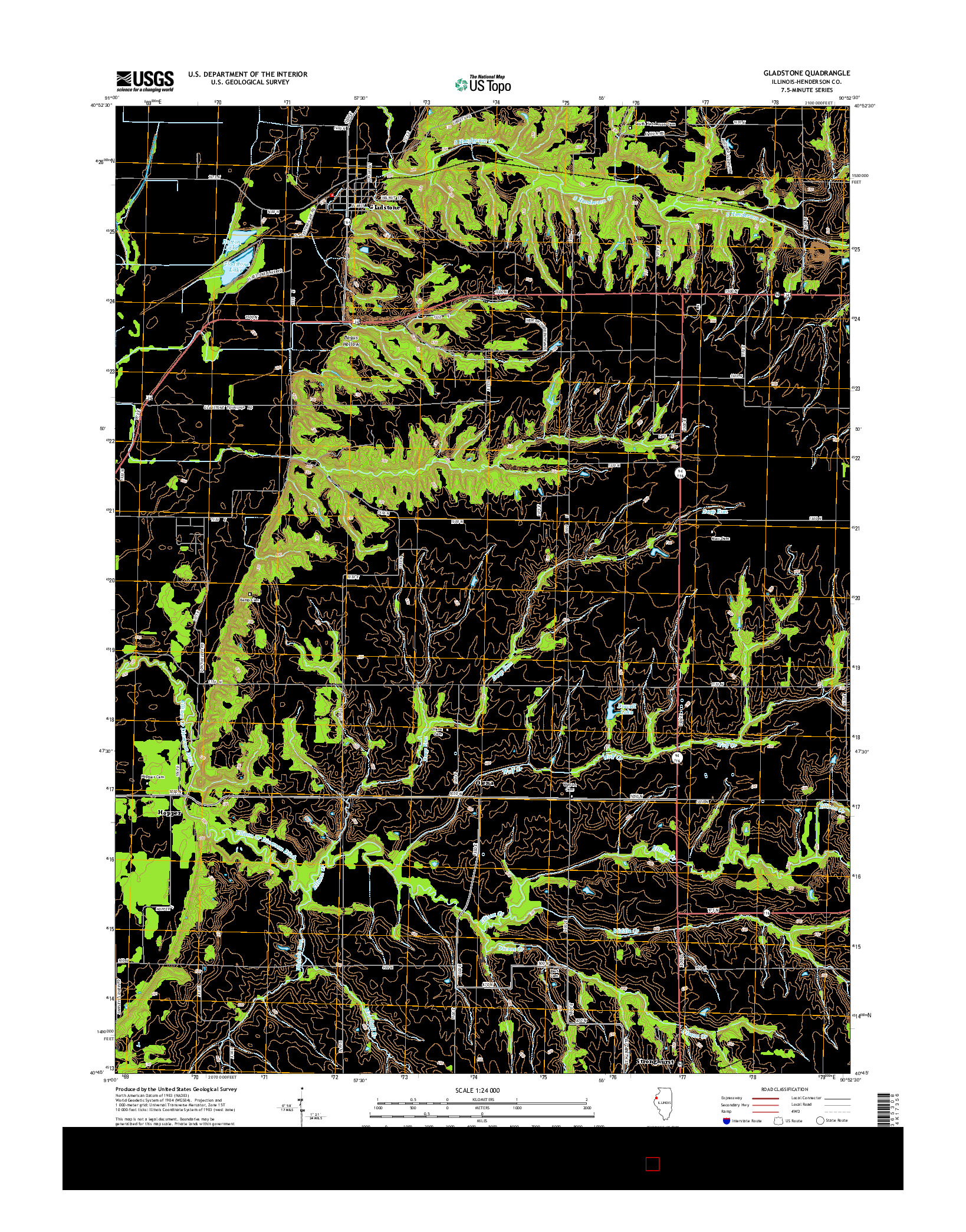 USGS US TOPO 7.5-MINUTE MAP FOR GLADSTONE, IL 2015