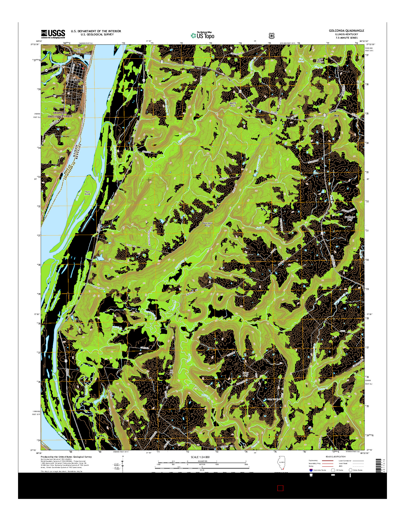 USGS US TOPO 7.5-MINUTE MAP FOR GOLCONDA, IL-KY 2015