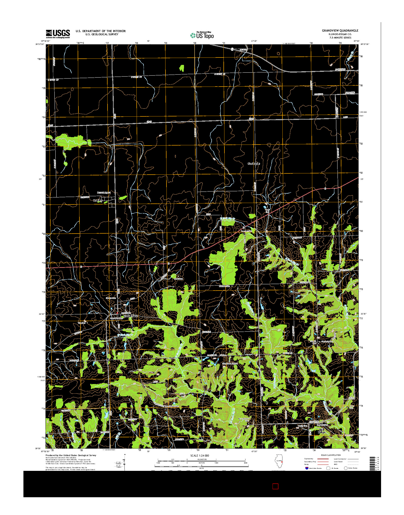 USGS US TOPO 7.5-MINUTE MAP FOR GRANDVIEW, IL 2015