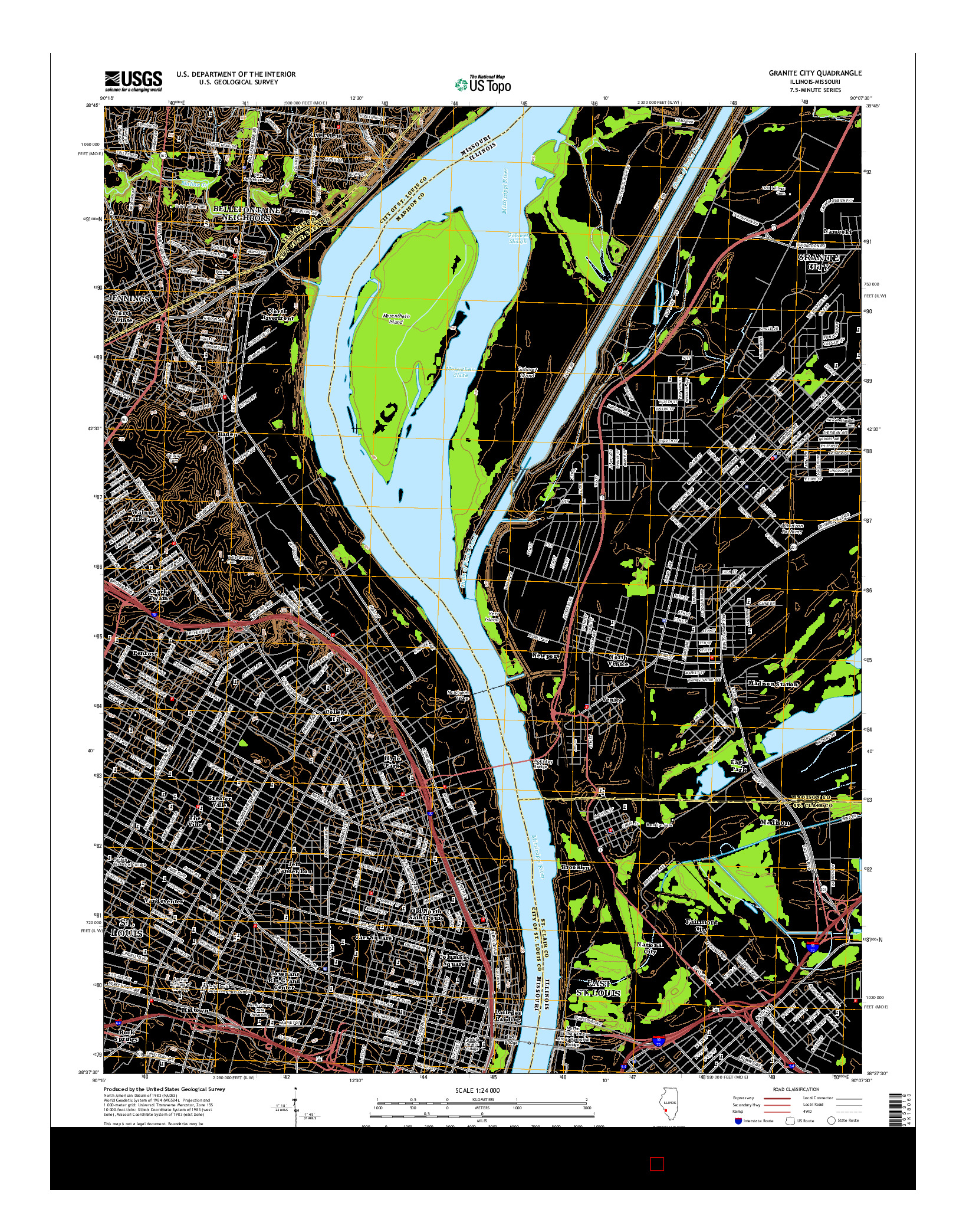 USGS US TOPO 7.5-MINUTE MAP FOR GRANITE CITY, IL-MO 2015