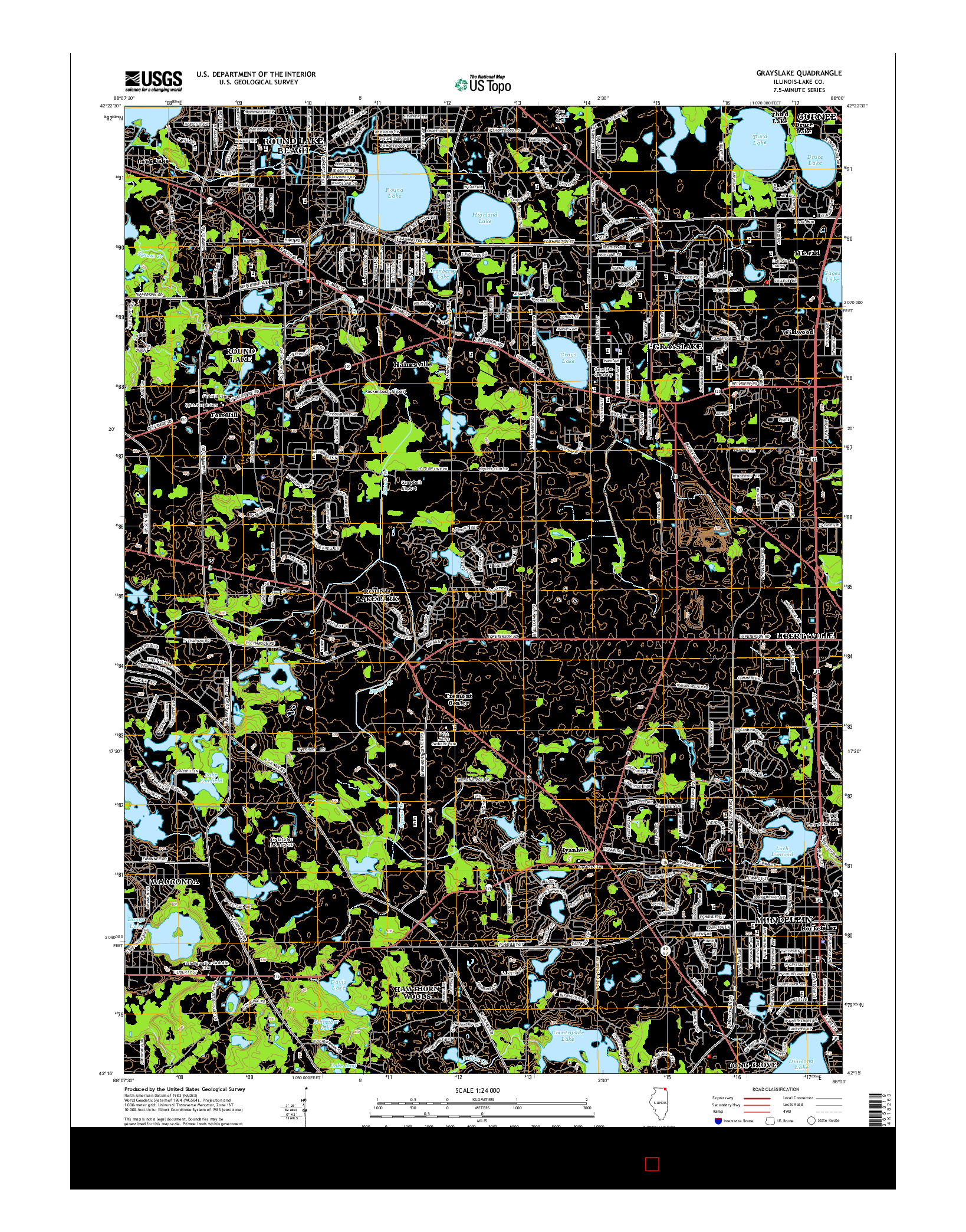 USGS US TOPO 7.5-MINUTE MAP FOR GRAYSLAKE, IL 2015
