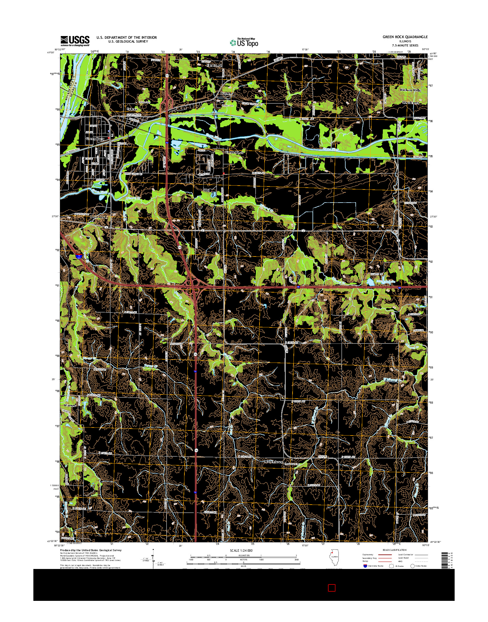 USGS US TOPO 7.5-MINUTE MAP FOR GREEN ROCK, IL 2015