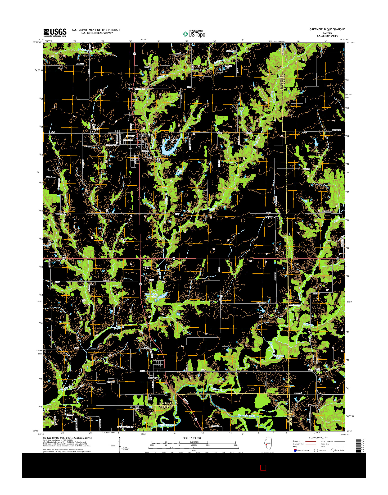 USGS US TOPO 7.5-MINUTE MAP FOR GREENFIELD, IL 2015