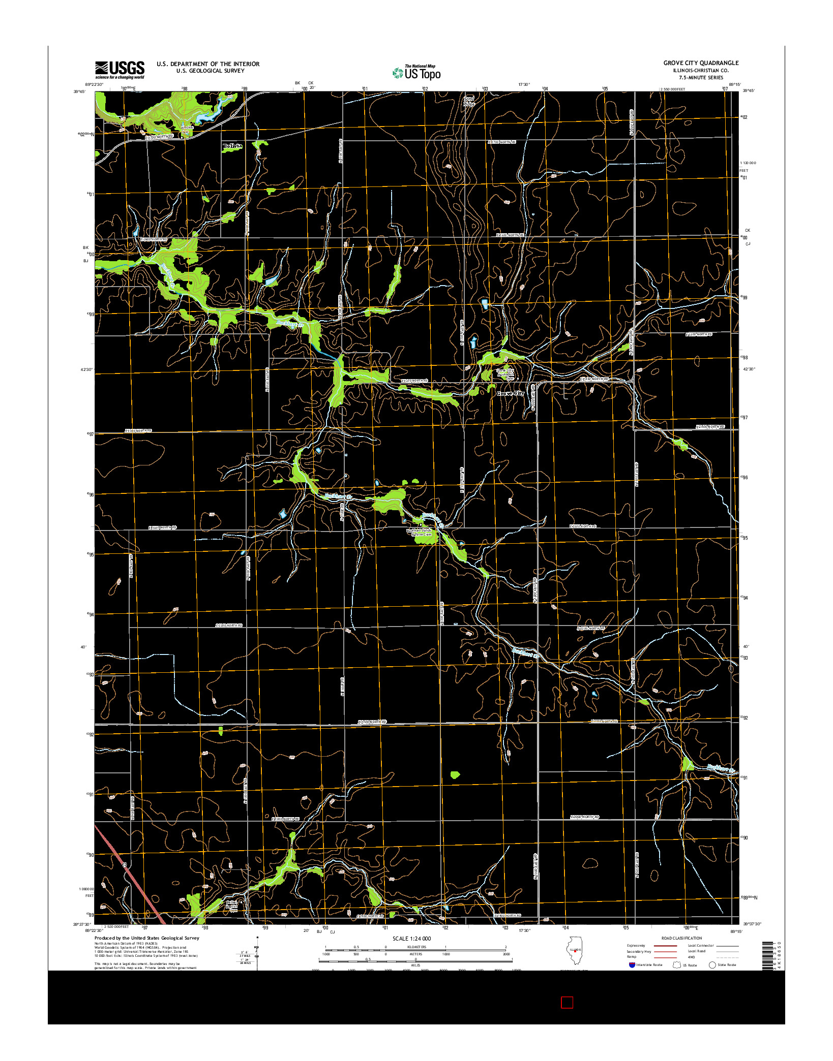 USGS US TOPO 7.5-MINUTE MAP FOR GROVE CITY, IL 2015