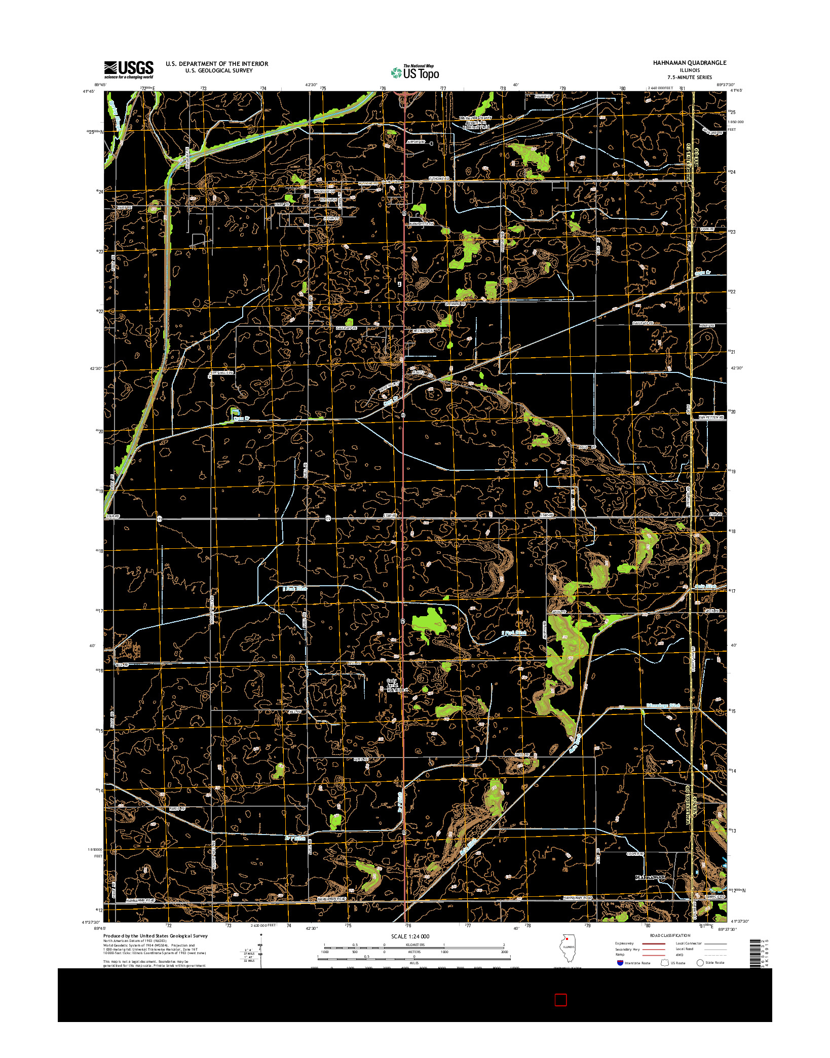 USGS US TOPO 7.5-MINUTE MAP FOR HAHNAMAN, IL 2015