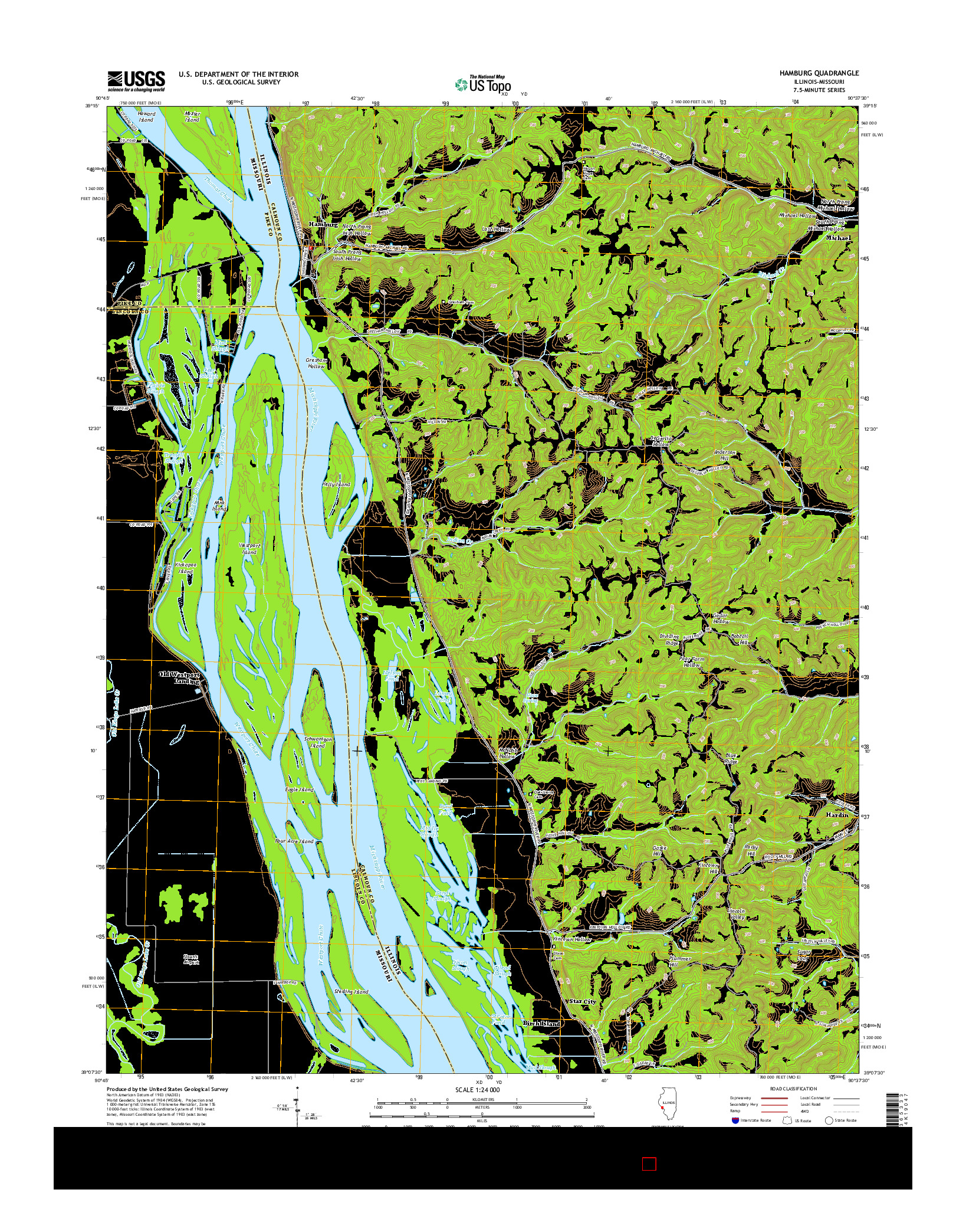 USGS US TOPO 7.5-MINUTE MAP FOR HAMBURG, IL-MO 2015