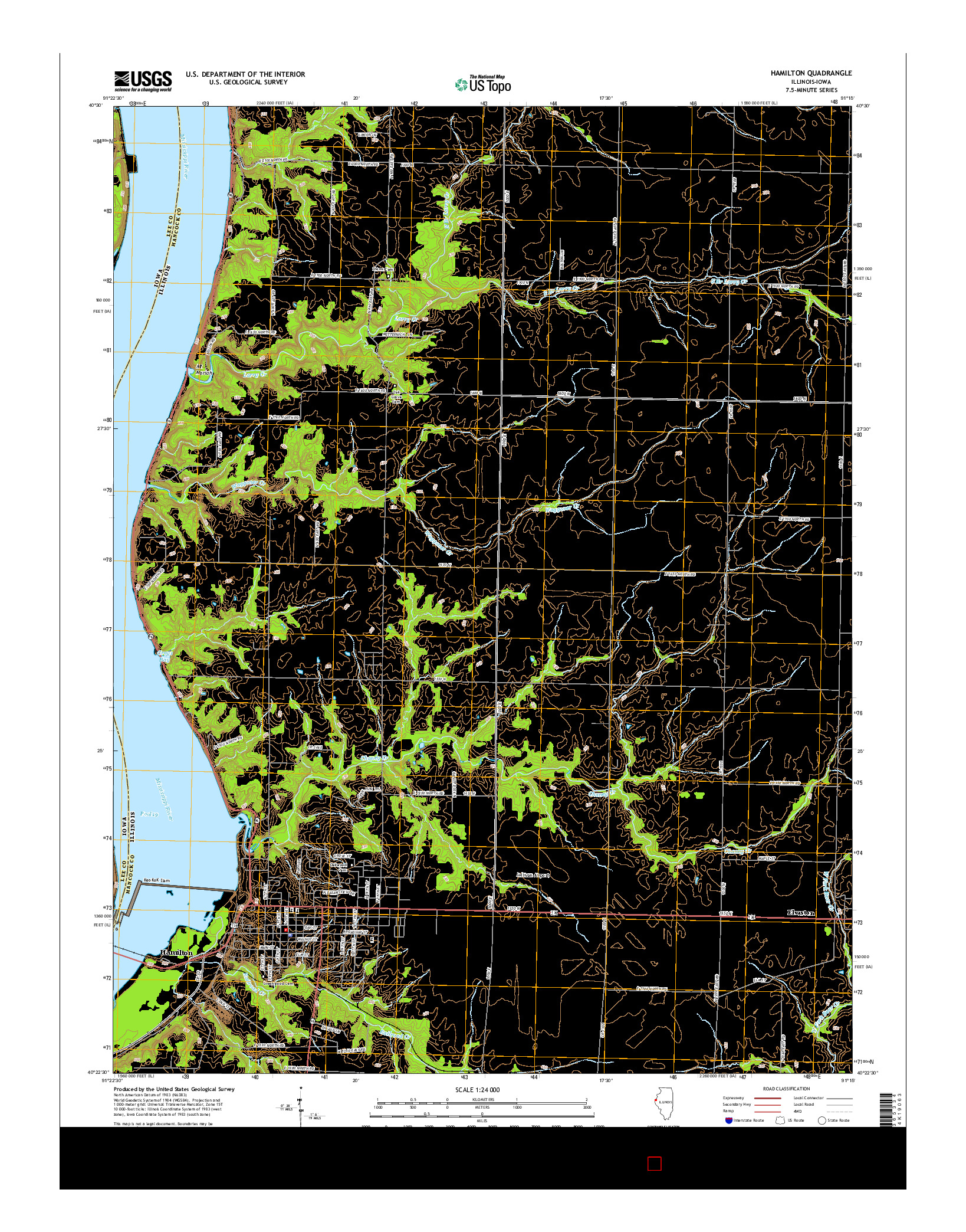 USGS US TOPO 7.5-MINUTE MAP FOR HAMILTON, IL-IA 2015