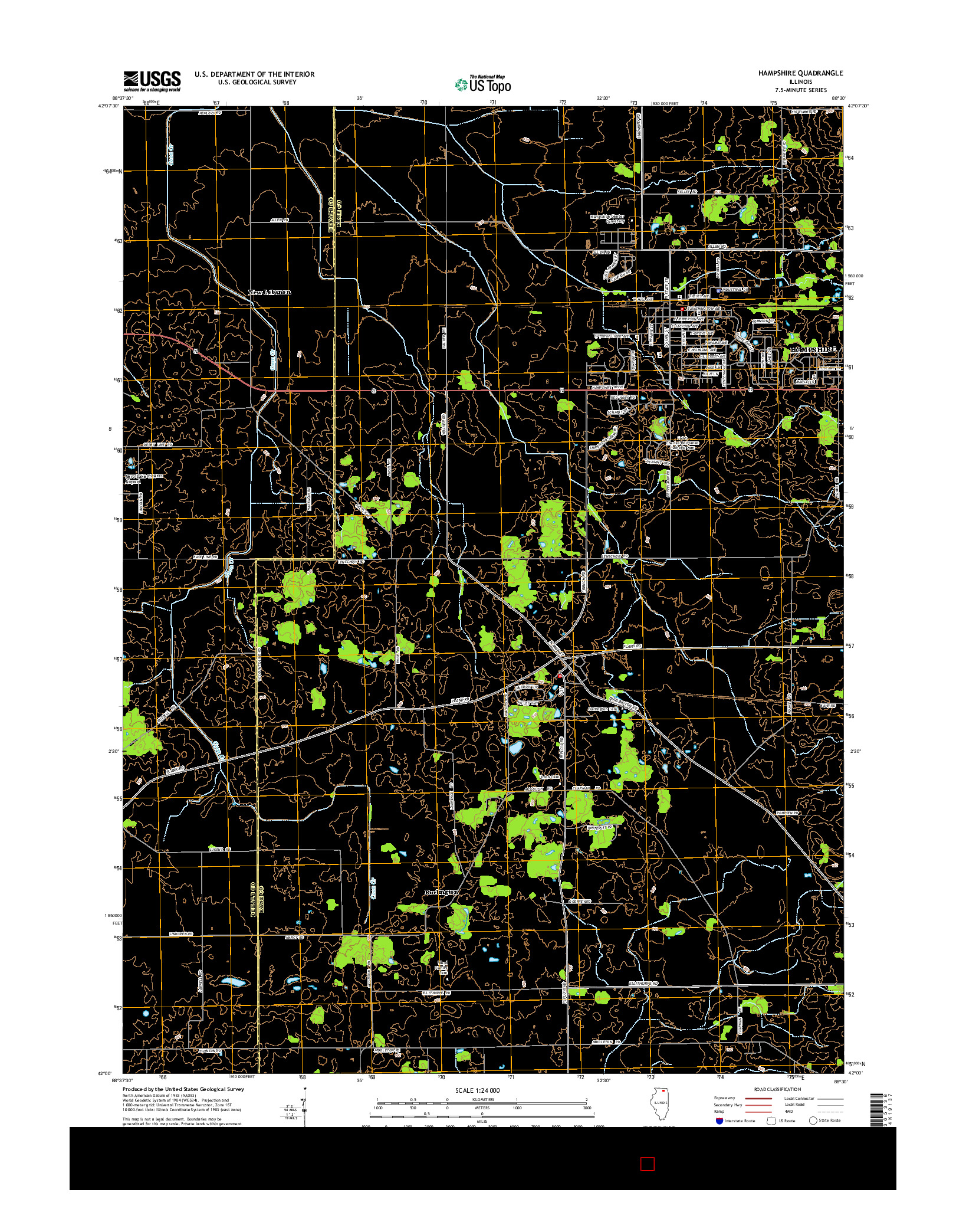 USGS US TOPO 7.5-MINUTE MAP FOR HAMPSHIRE, IL 2015
