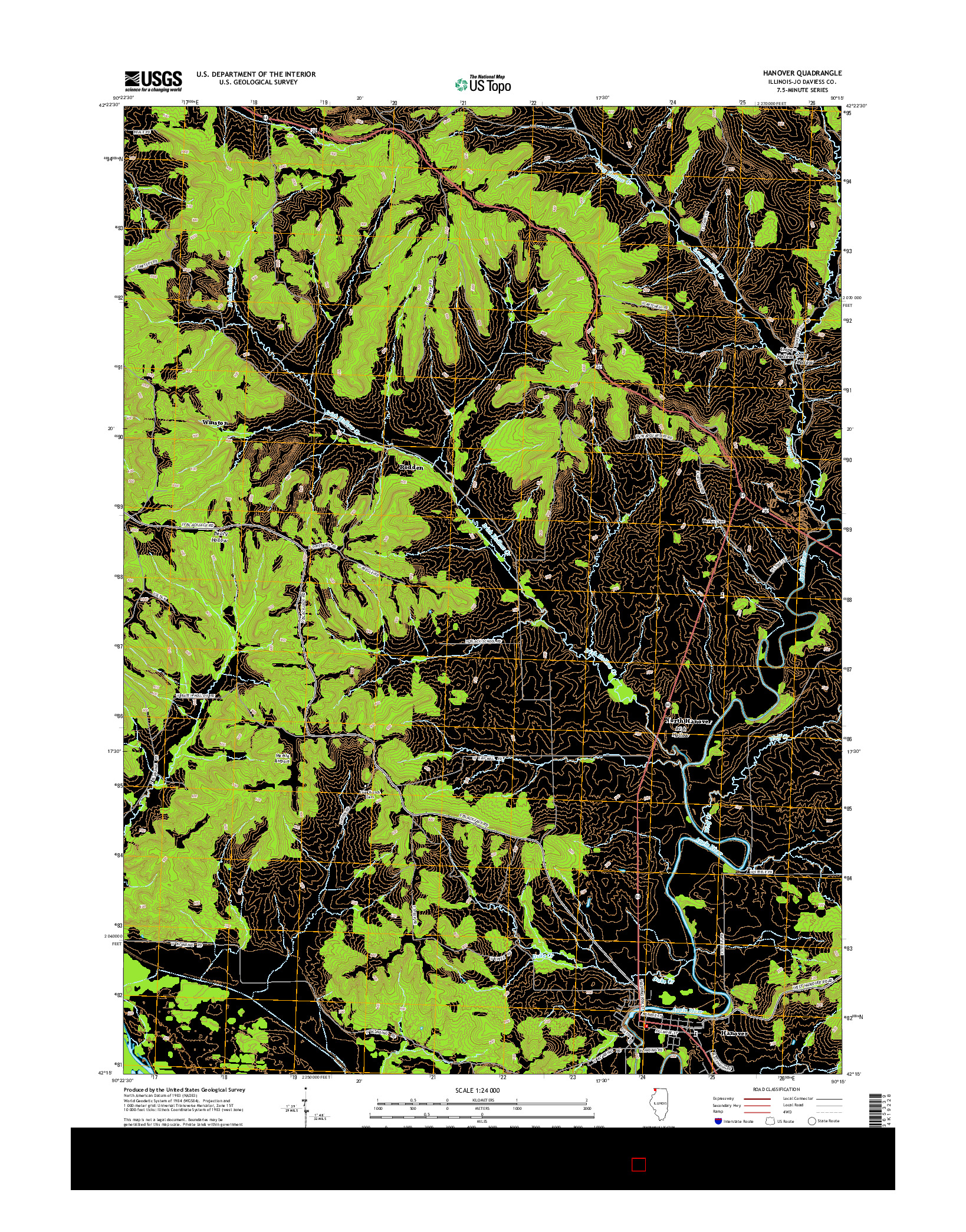 USGS US TOPO 7.5-MINUTE MAP FOR HANOVER, IL 2015