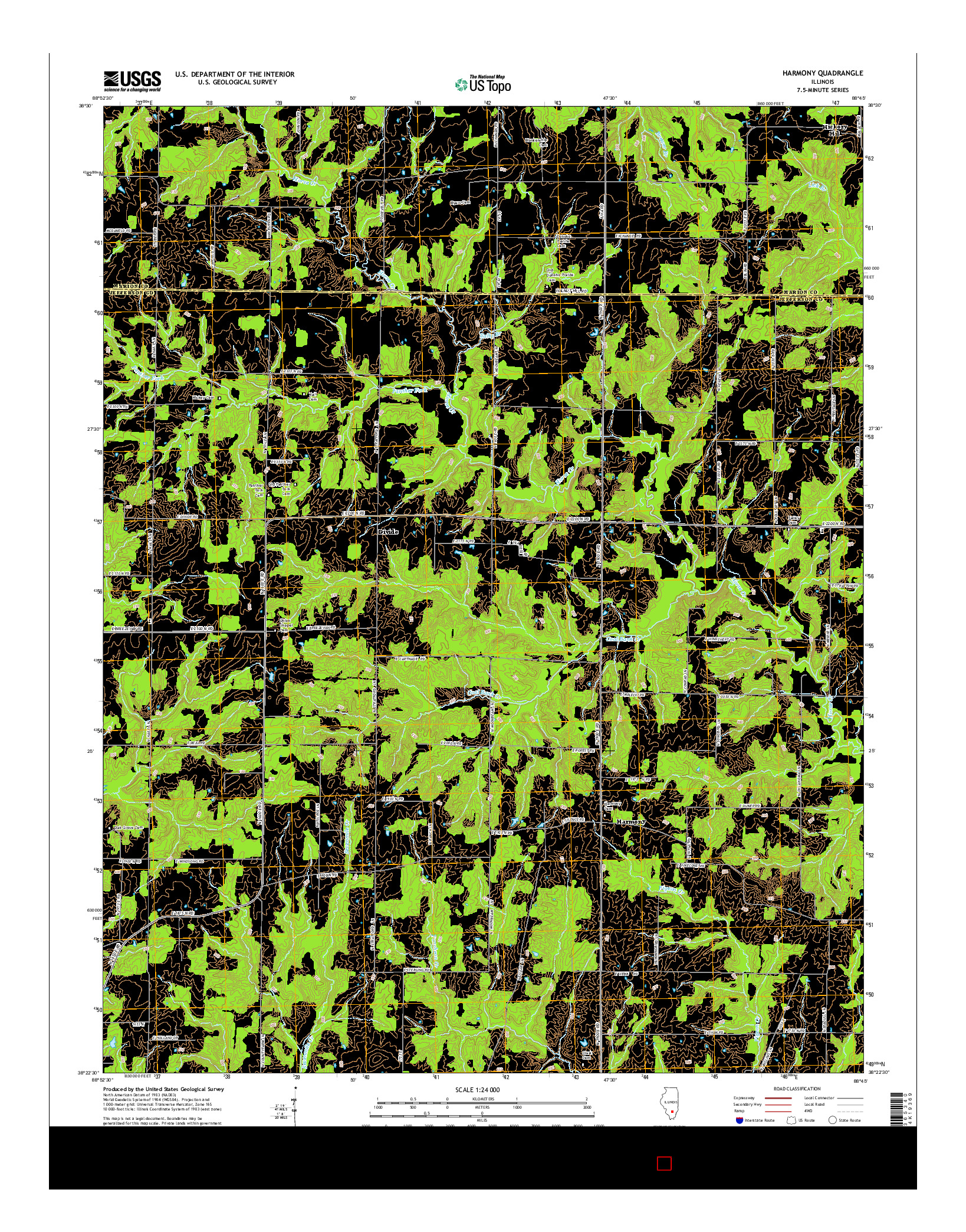 USGS US TOPO 7.5-MINUTE MAP FOR HARMONY, IL 2015