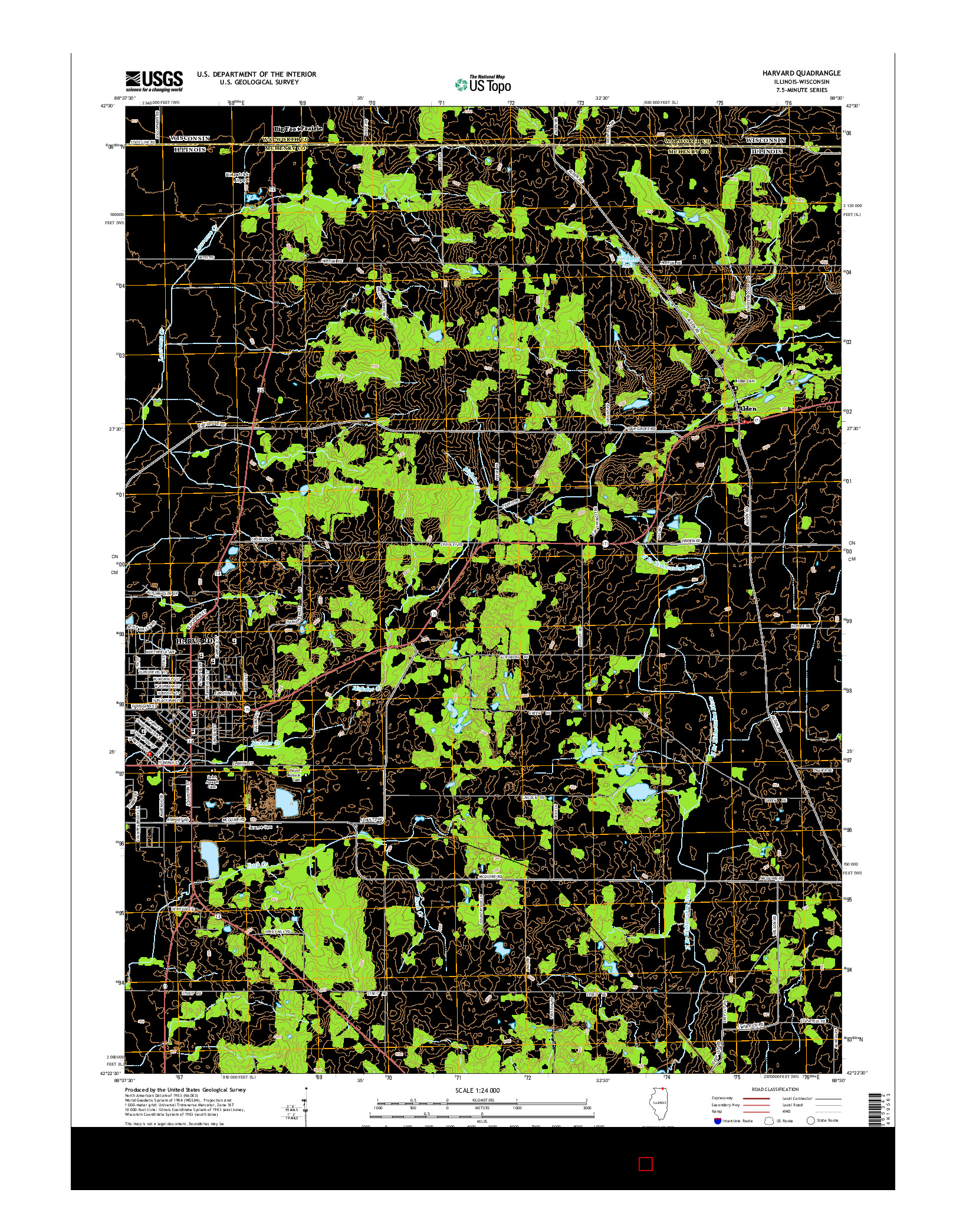 USGS US TOPO 7.5-MINUTE MAP FOR HARVARD, IL-WI 2015