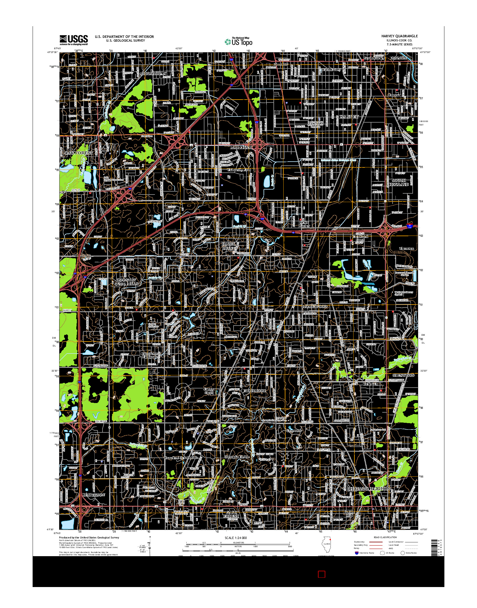 USGS US TOPO 7.5-MINUTE MAP FOR HARVEY, IL 2015