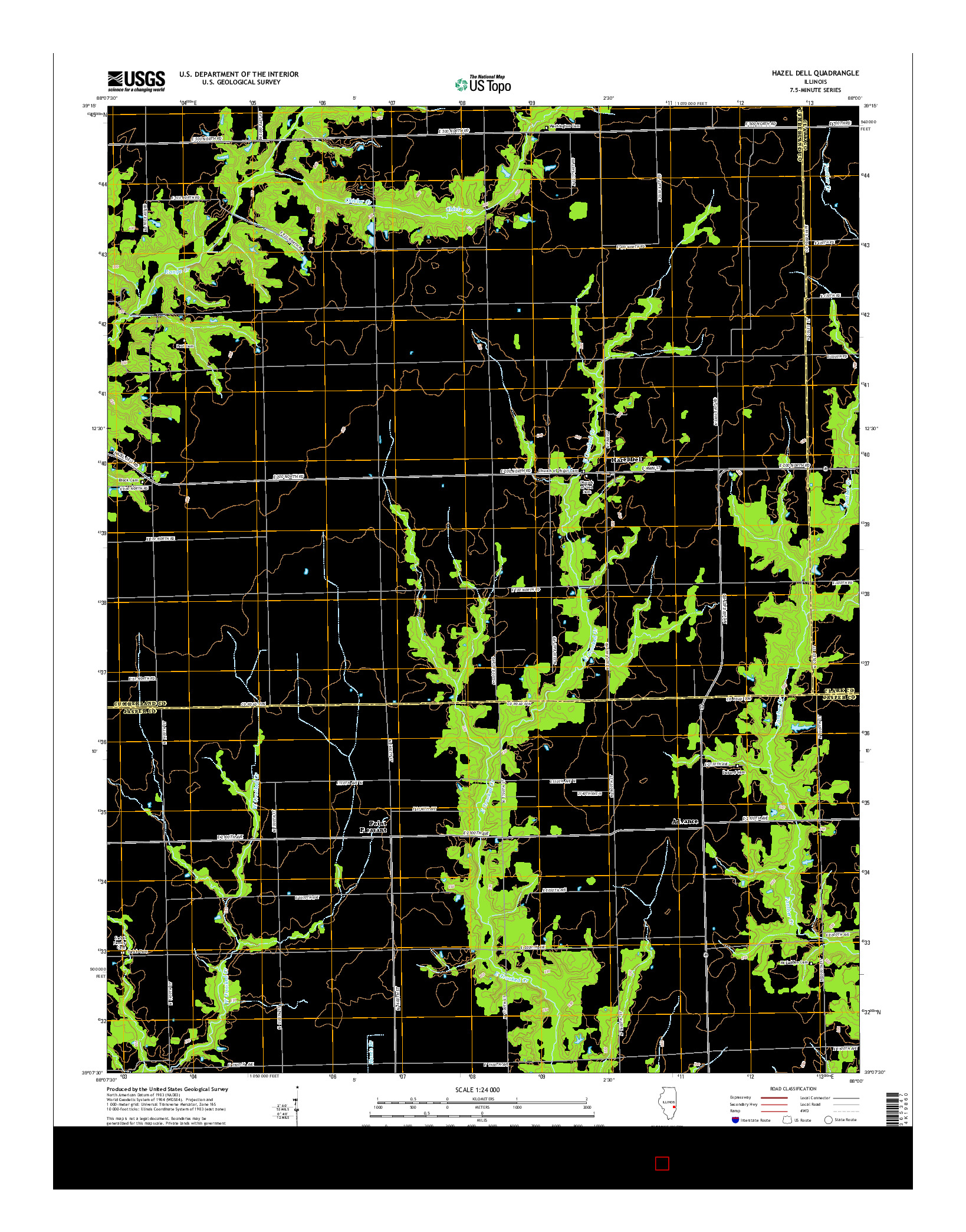 USGS US TOPO 7.5-MINUTE MAP FOR HAZEL DELL, IL 2015