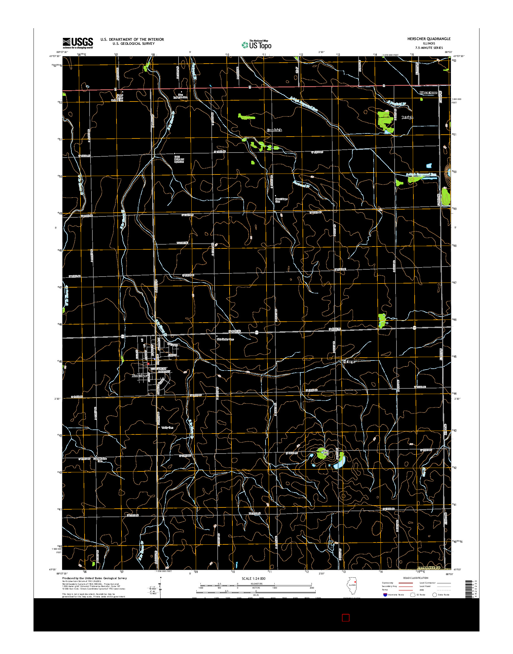 USGS US TOPO 7.5-MINUTE MAP FOR HERSCHER, IL 2015