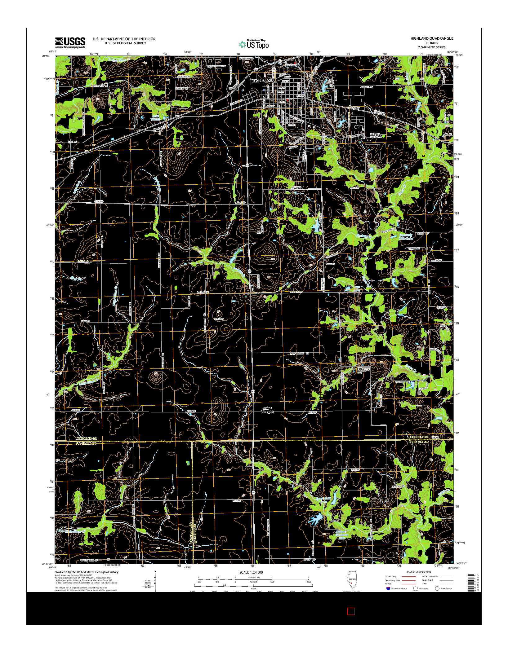 USGS US TOPO 7.5-MINUTE MAP FOR HIGHLAND, IL 2015