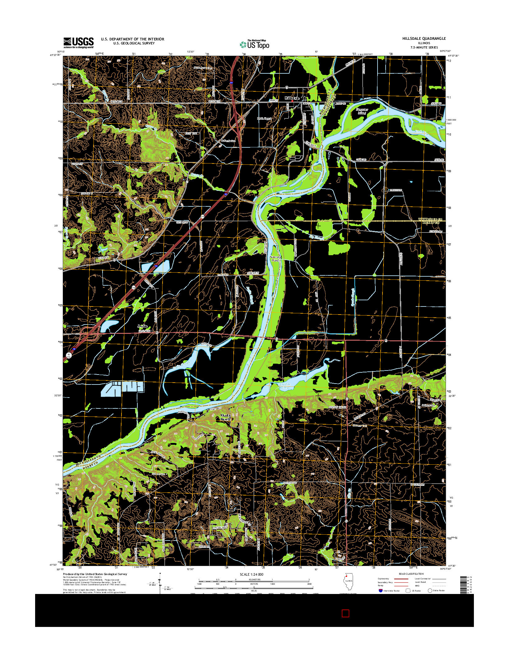 USGS US TOPO 7.5-MINUTE MAP FOR HILLSDALE, IL 2015