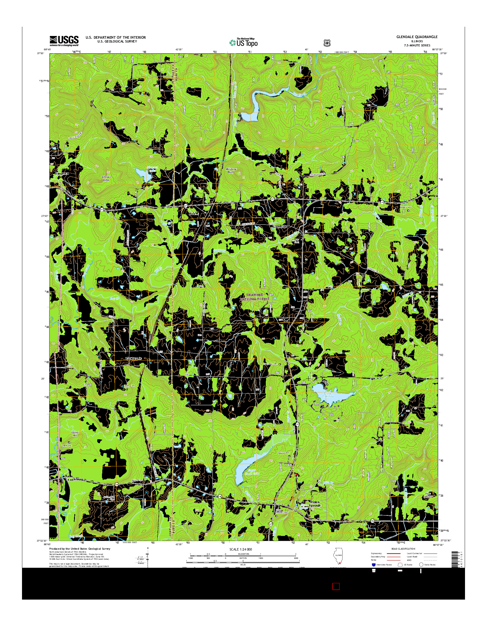 USGS US TOPO 7.5-MINUTE MAP FOR GLENDALE, IL 2015