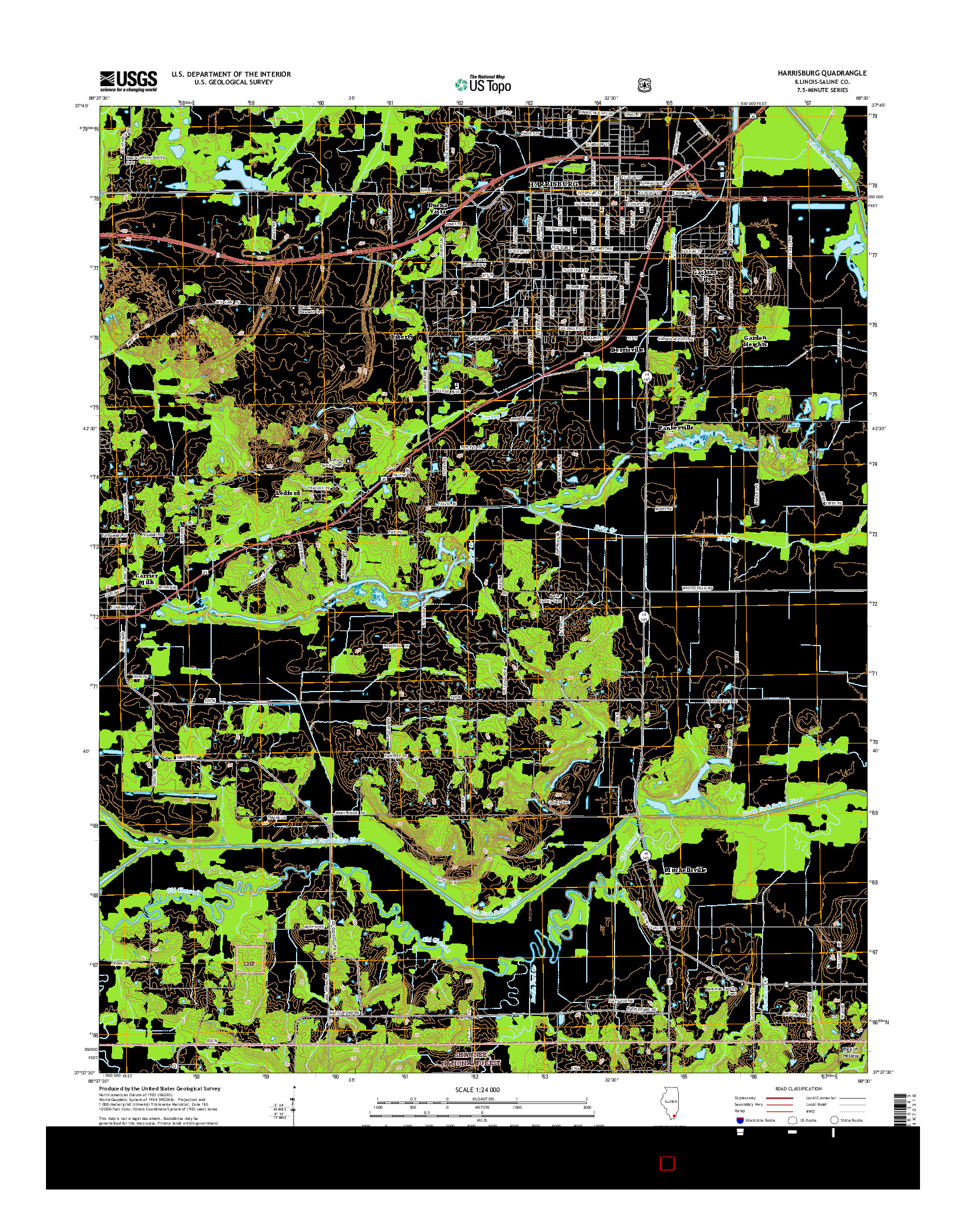 USGS US TOPO 7.5-MINUTE MAP FOR HARRISBURG, IL 2015