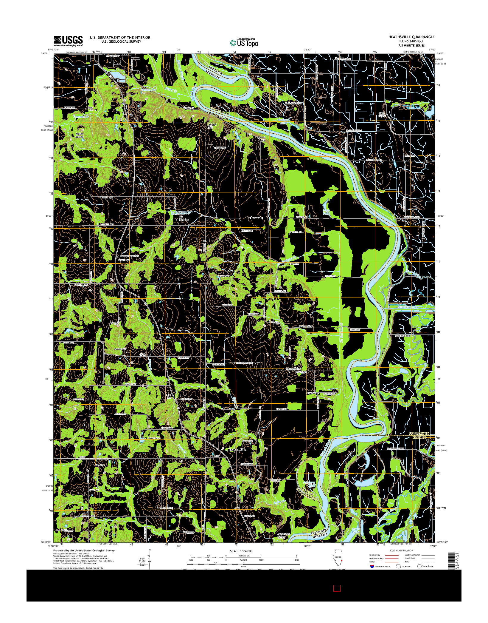USGS US TOPO 7.5-MINUTE MAP FOR HEATHSVILLE, IL-IN 2015