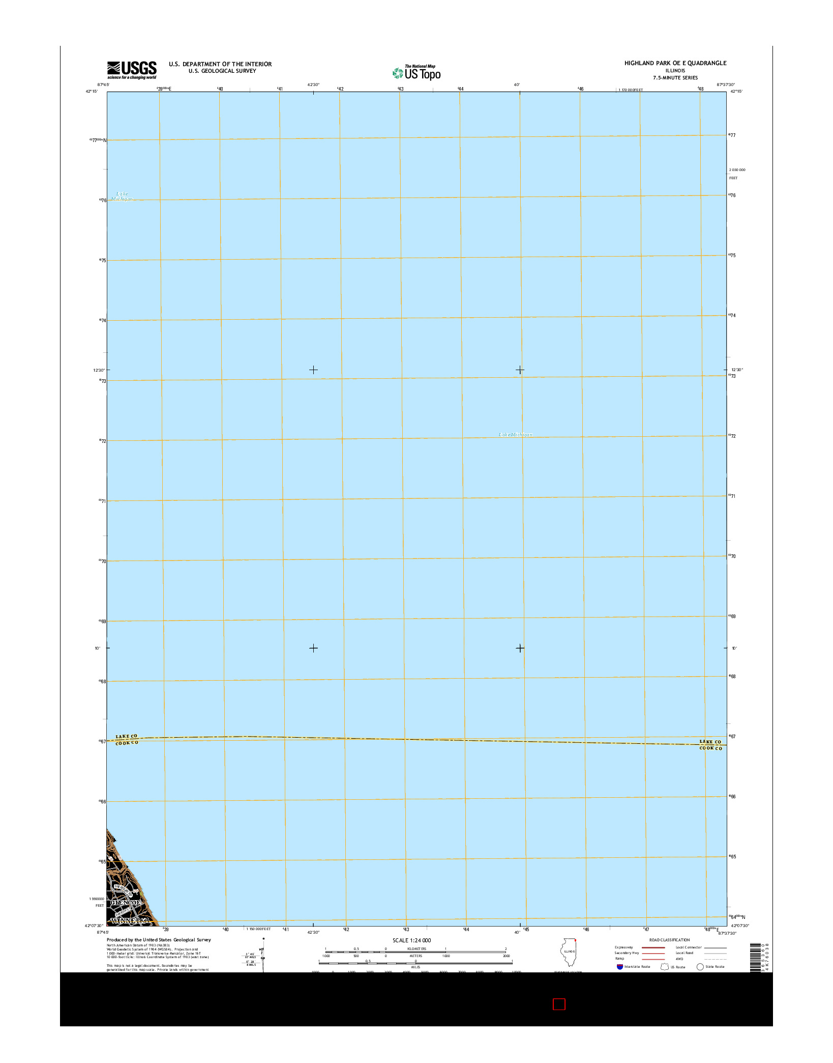 USGS US TOPO 7.5-MINUTE MAP FOR HIGHLAND PARK OE E, IL 2015