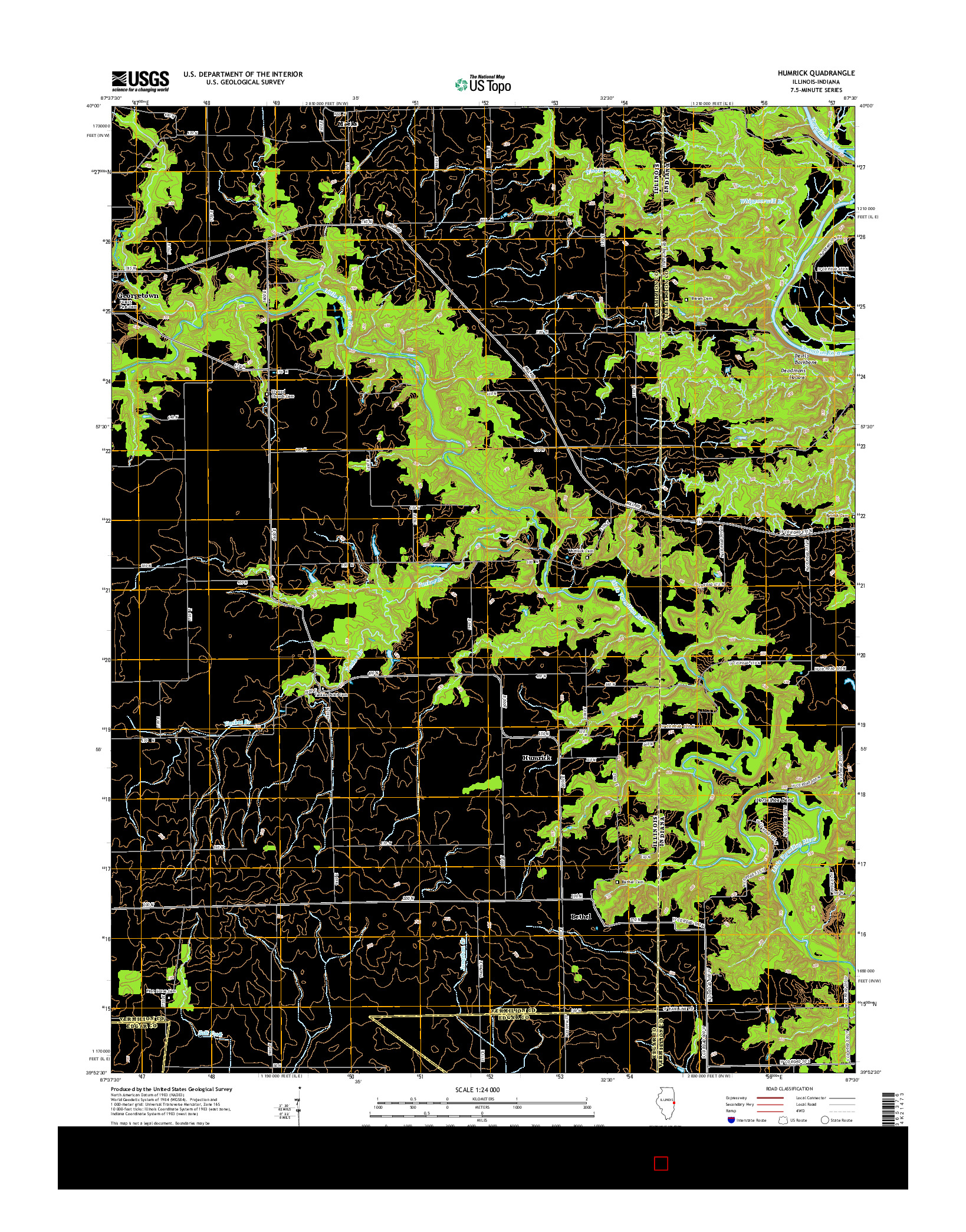 USGS US TOPO 7.5-MINUTE MAP FOR HUMRICK, IL-IN 2015