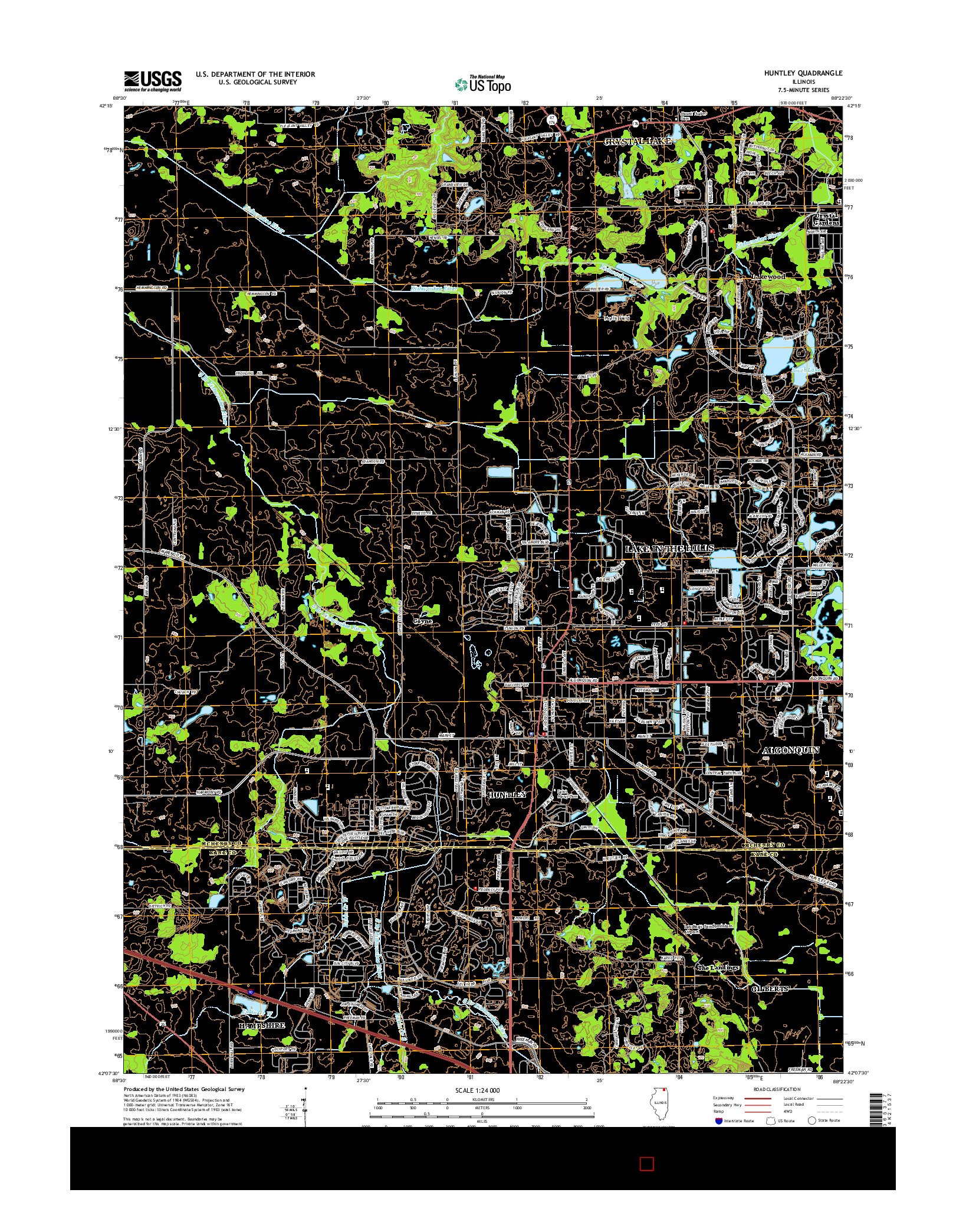 USGS US TOPO 7.5-MINUTE MAP FOR HUNTLEY, IL 2015