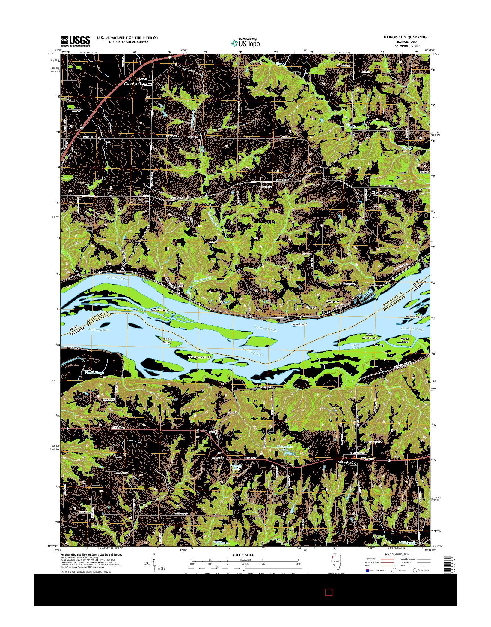 USGS US TOPO 7.5-MINUTE MAP FOR ILLINOIS CITY, IL-IA 2015