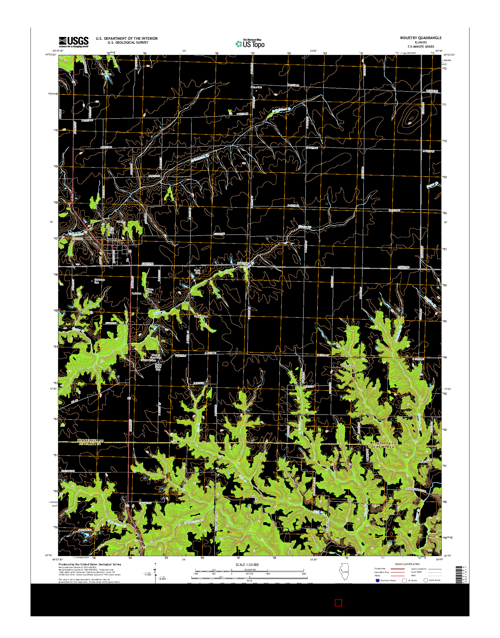 USGS US TOPO 7.5-MINUTE MAP FOR INDUSTRY, IL 2015