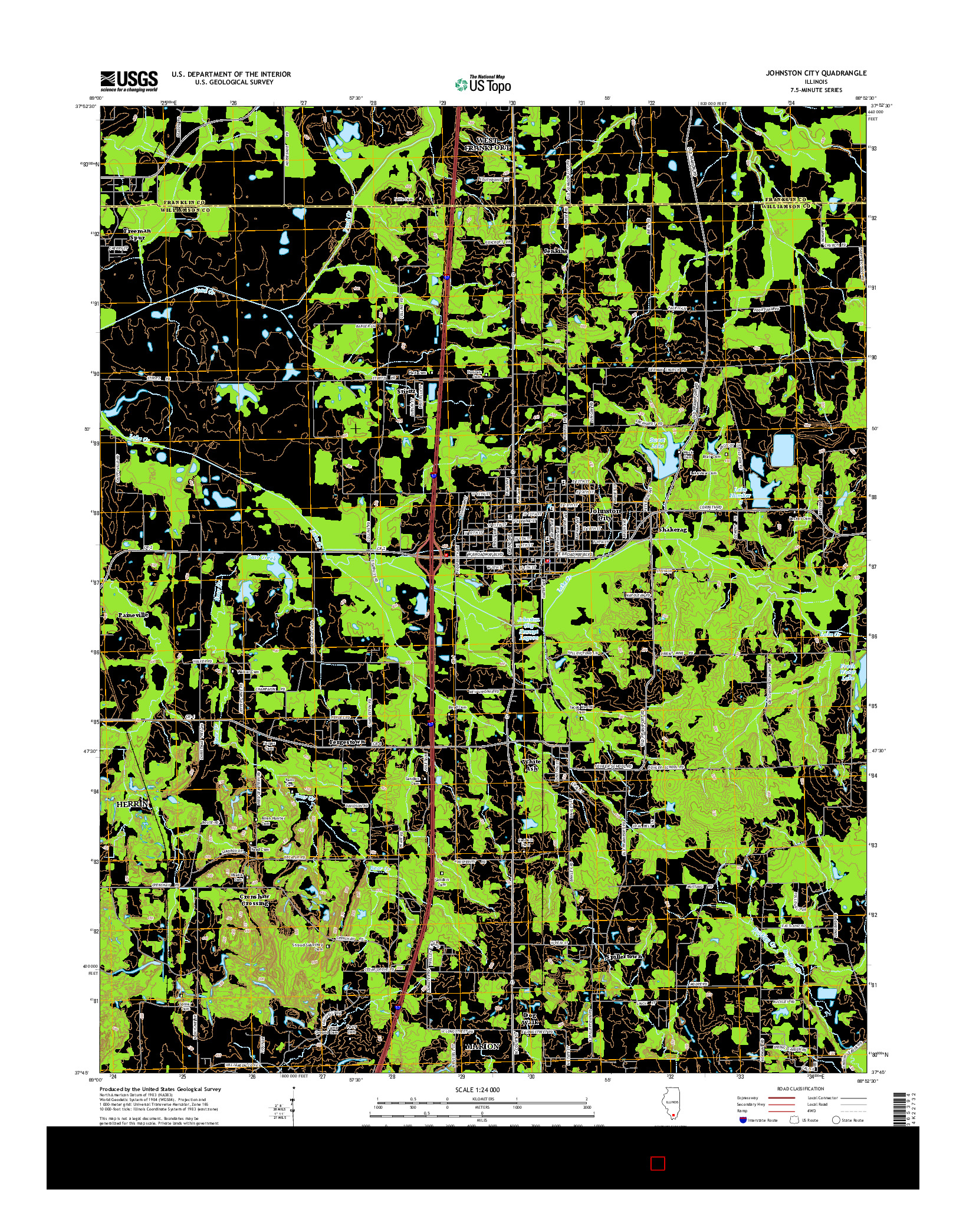 USGS US TOPO 7.5-MINUTE MAP FOR JOHNSTON CITY, IL 2015