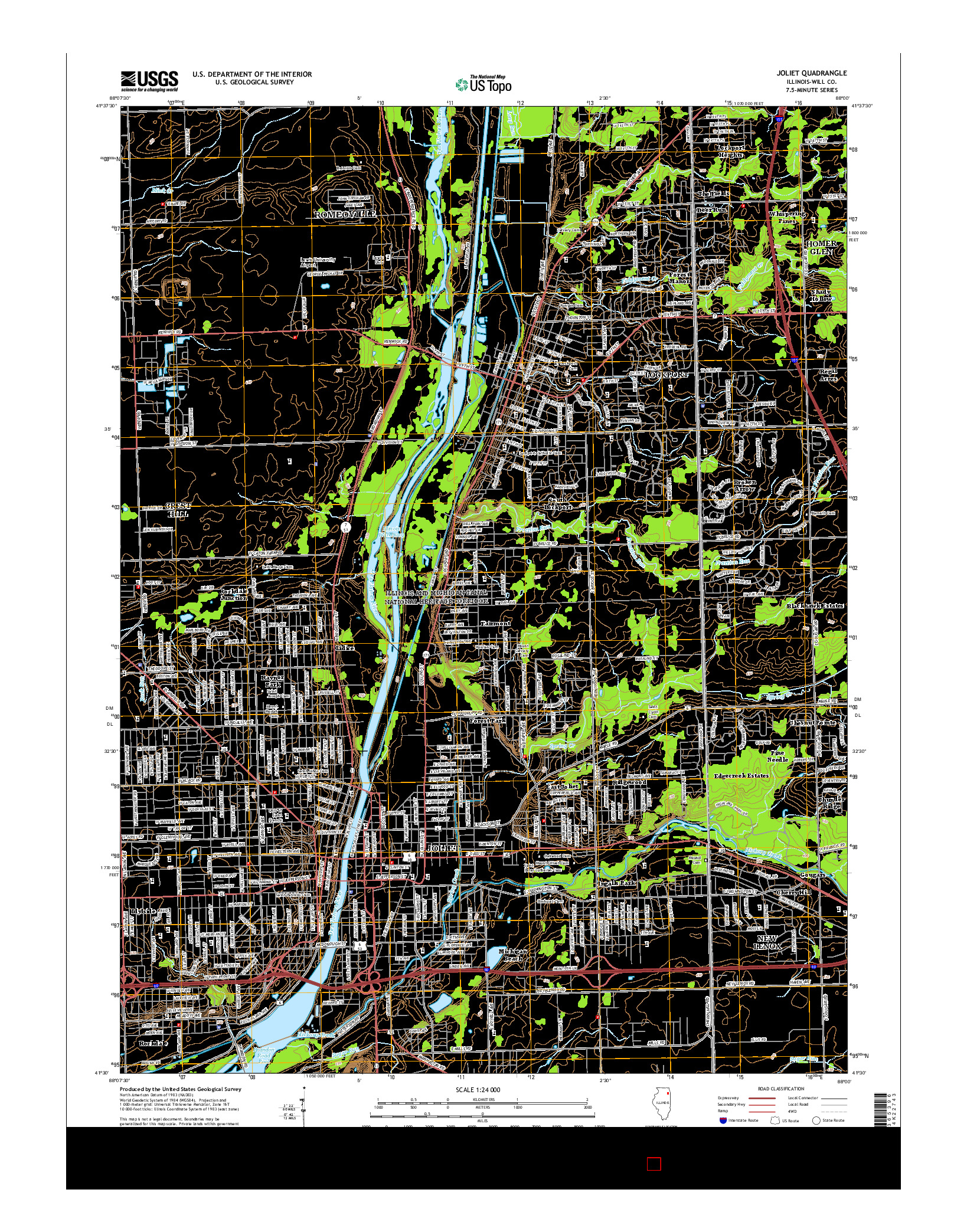 USGS US TOPO 7.5-MINUTE MAP FOR JOLIET, IL 2015