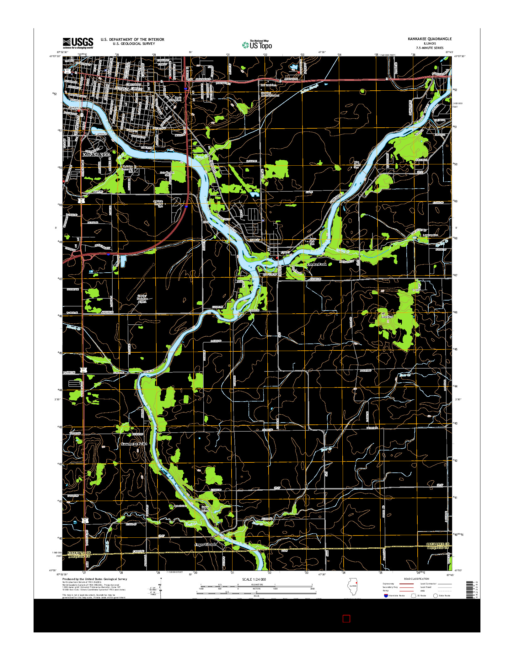 USGS US TOPO 7.5-MINUTE MAP FOR KANKAKEE, IL 2015