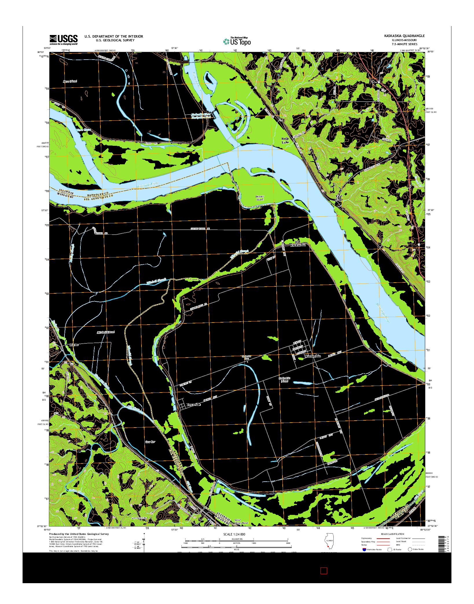 USGS US TOPO 7.5-MINUTE MAP FOR KASKASKIA, IL-MO 2015