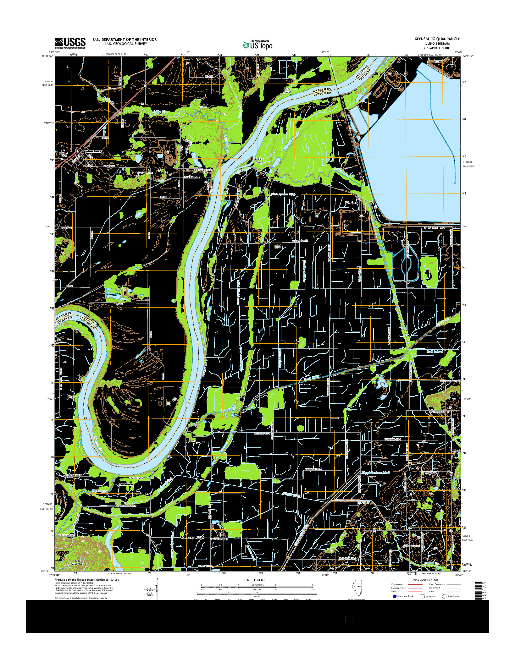 USGS US TOPO 7.5-MINUTE MAP FOR KEENSBURG, IL-IN 2015