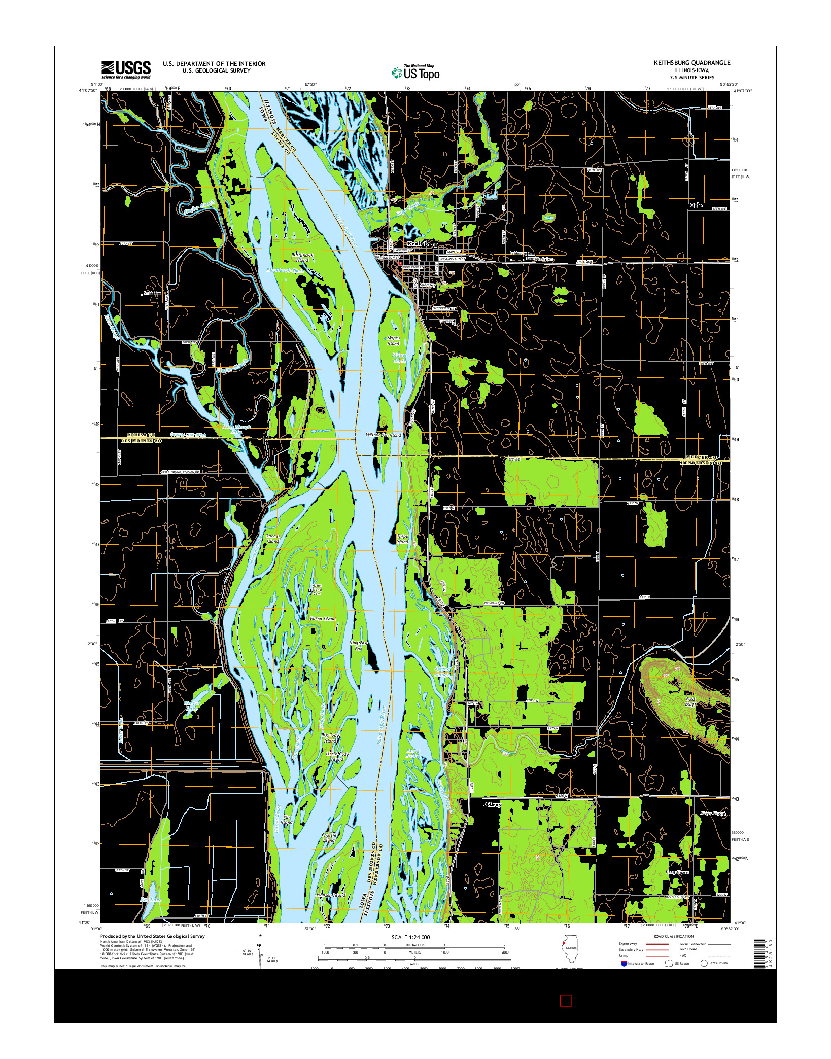 USGS US TOPO 7.5-MINUTE MAP FOR KEITHSBURG, IL-IA 2015
